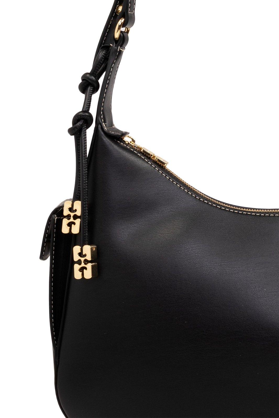 Shop Ganni Swing Zipped Large Shoulder Bag In Black