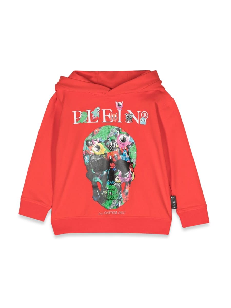 Shop Philipp Plein Junior Skull Hoodie In Red