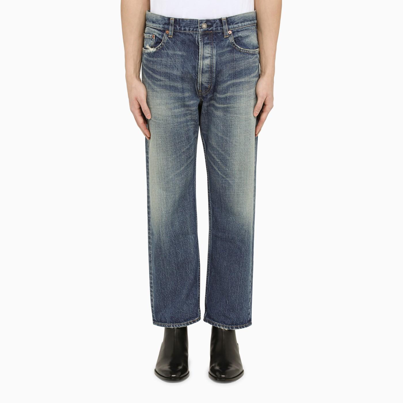 Washed Blue Cropped Jeans