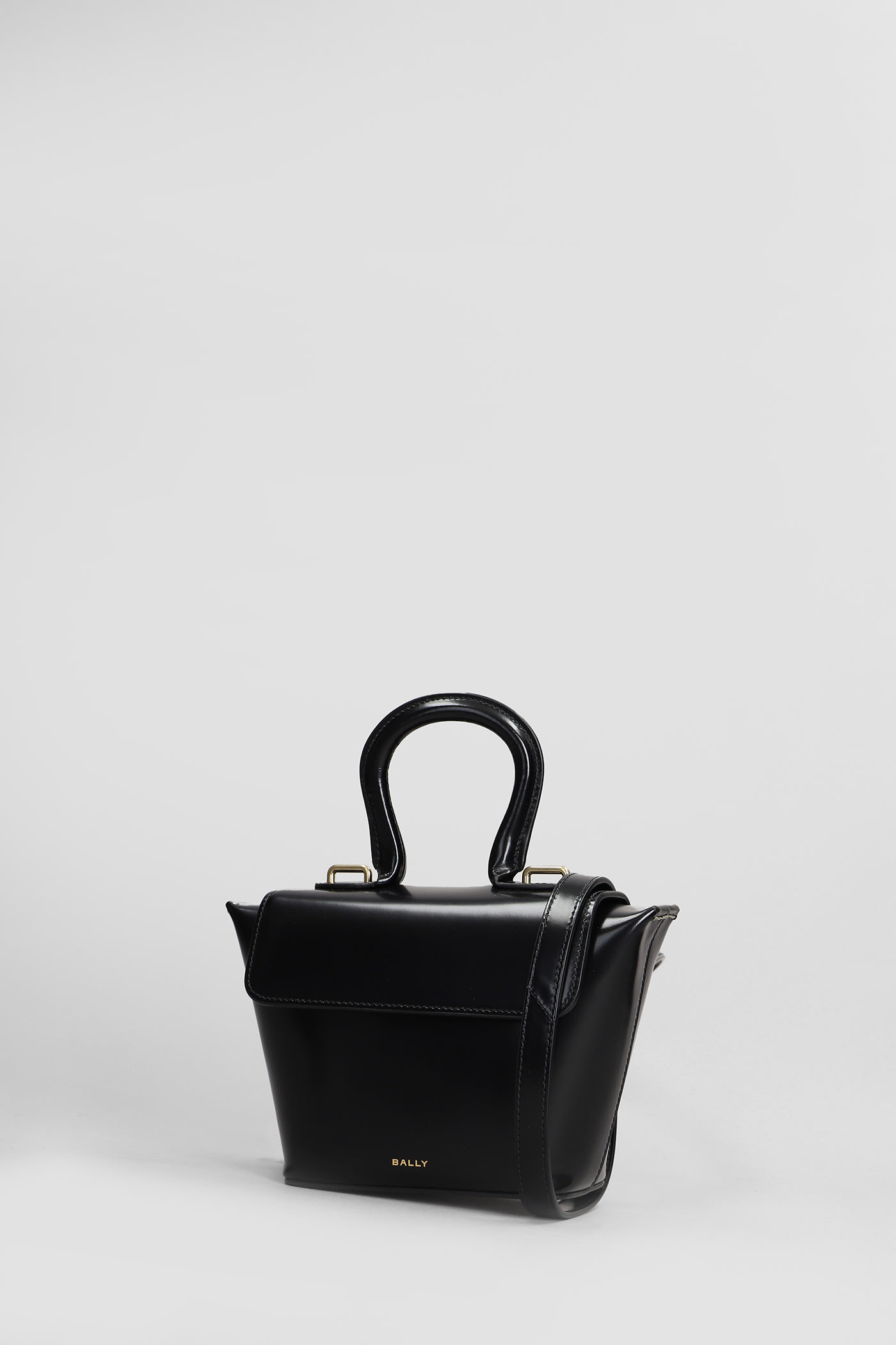 BALLY MINI BELLE BAG HORSE SHOULDER BAG IN BLACK LEATHER 