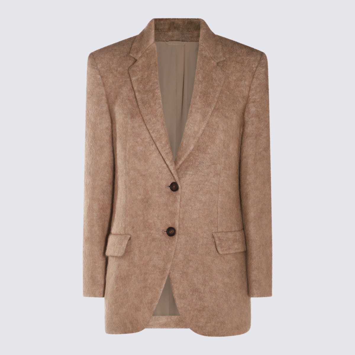 Shop Brunello Cucinelli Brown Wool Blazer