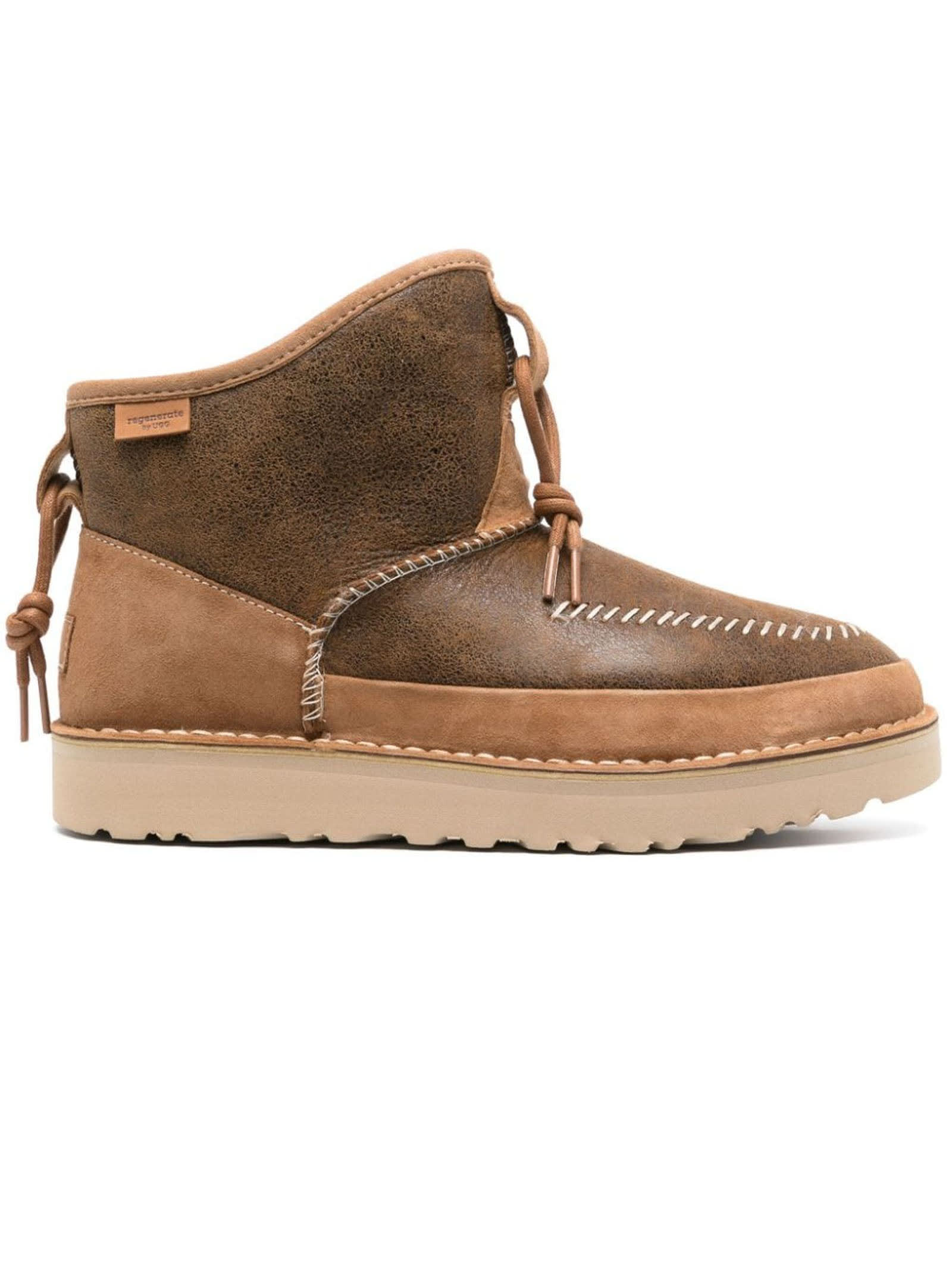 UGG BROWN CALF LEATHER ANKLE BOOTS