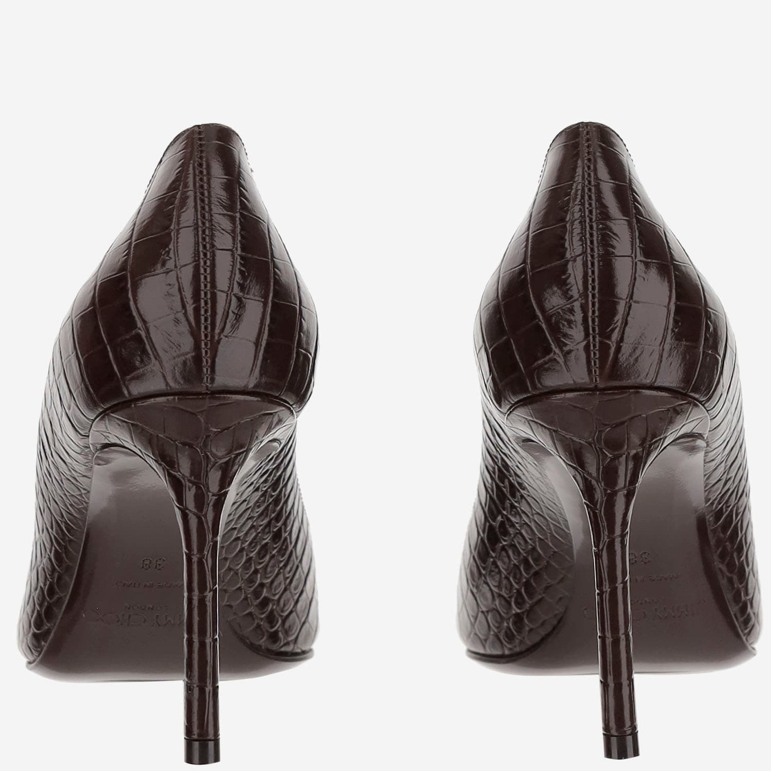 Jimmy Choo Women Romy 85 Leather Pumps With Croco Effect In Brown