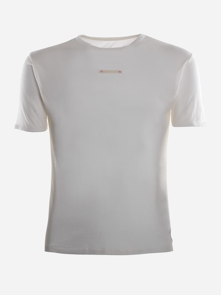 Maison Margiela Cotton And Silk T-shirt With Ribbed Design