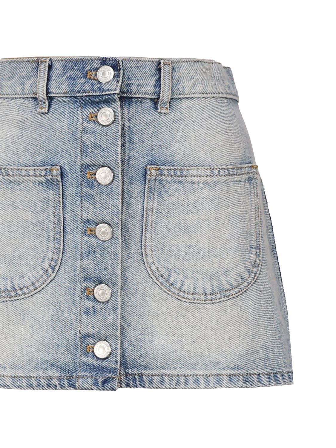 Shop Courrèges Minigonna In Denim Di Cotone In Light Blue Wash