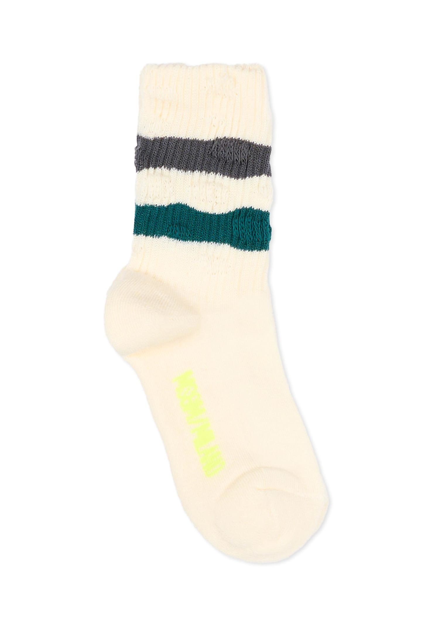 Msgm Ivory Sock Set For Kids With Logo In Animal Print
