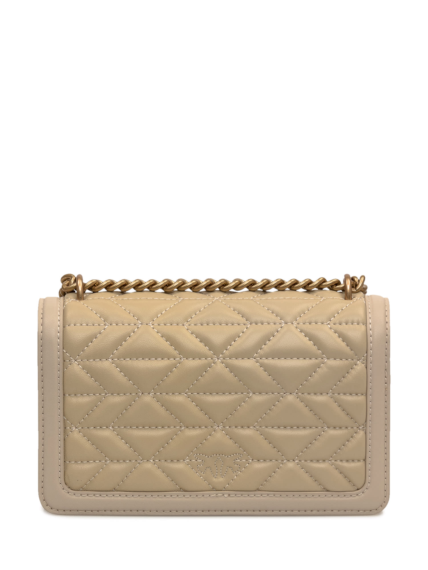 Shop Pinko Love One Mini Bag In Beige Grigio