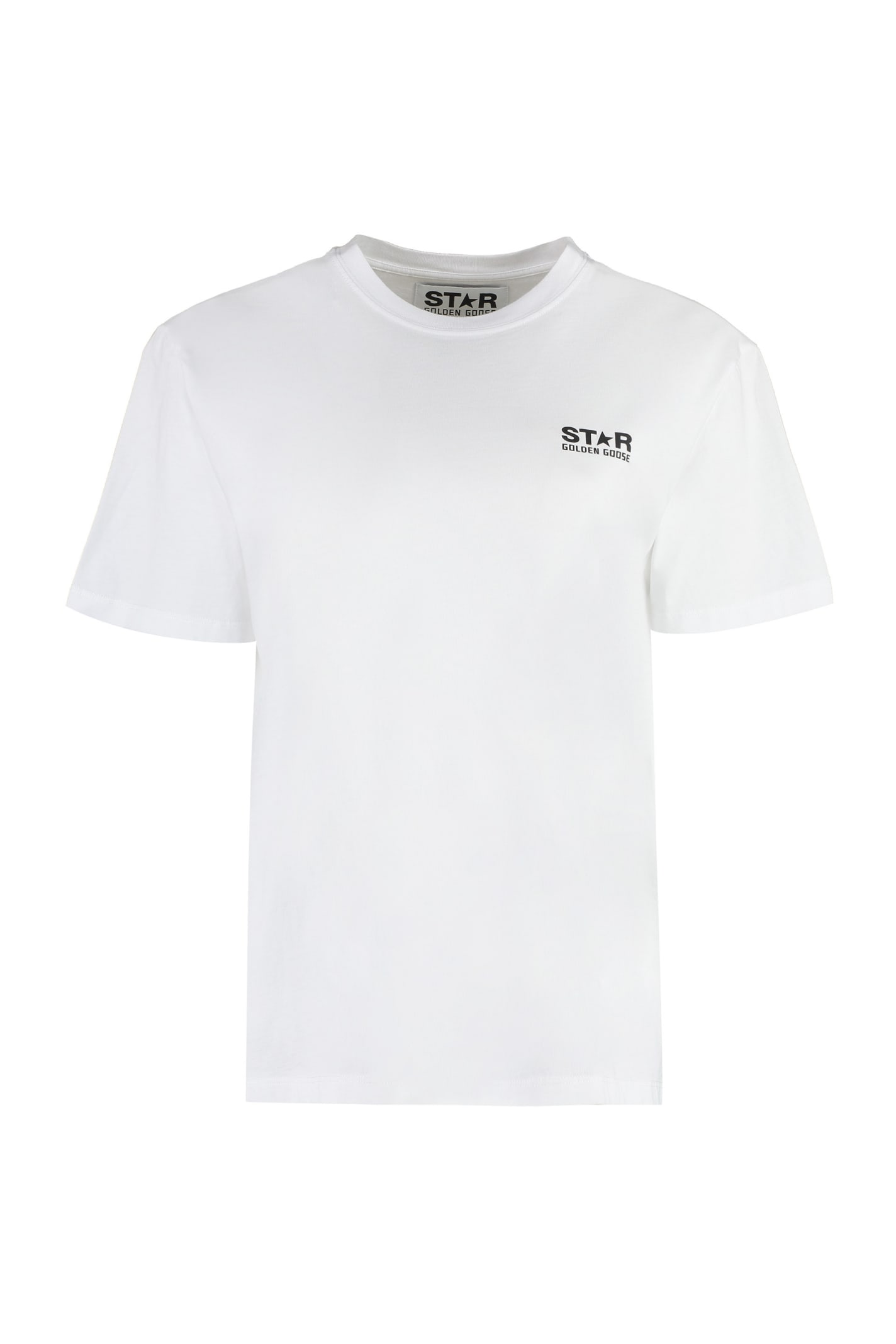 Shop Golden Goose Cotton Crew-neck T-shirt In Bianco