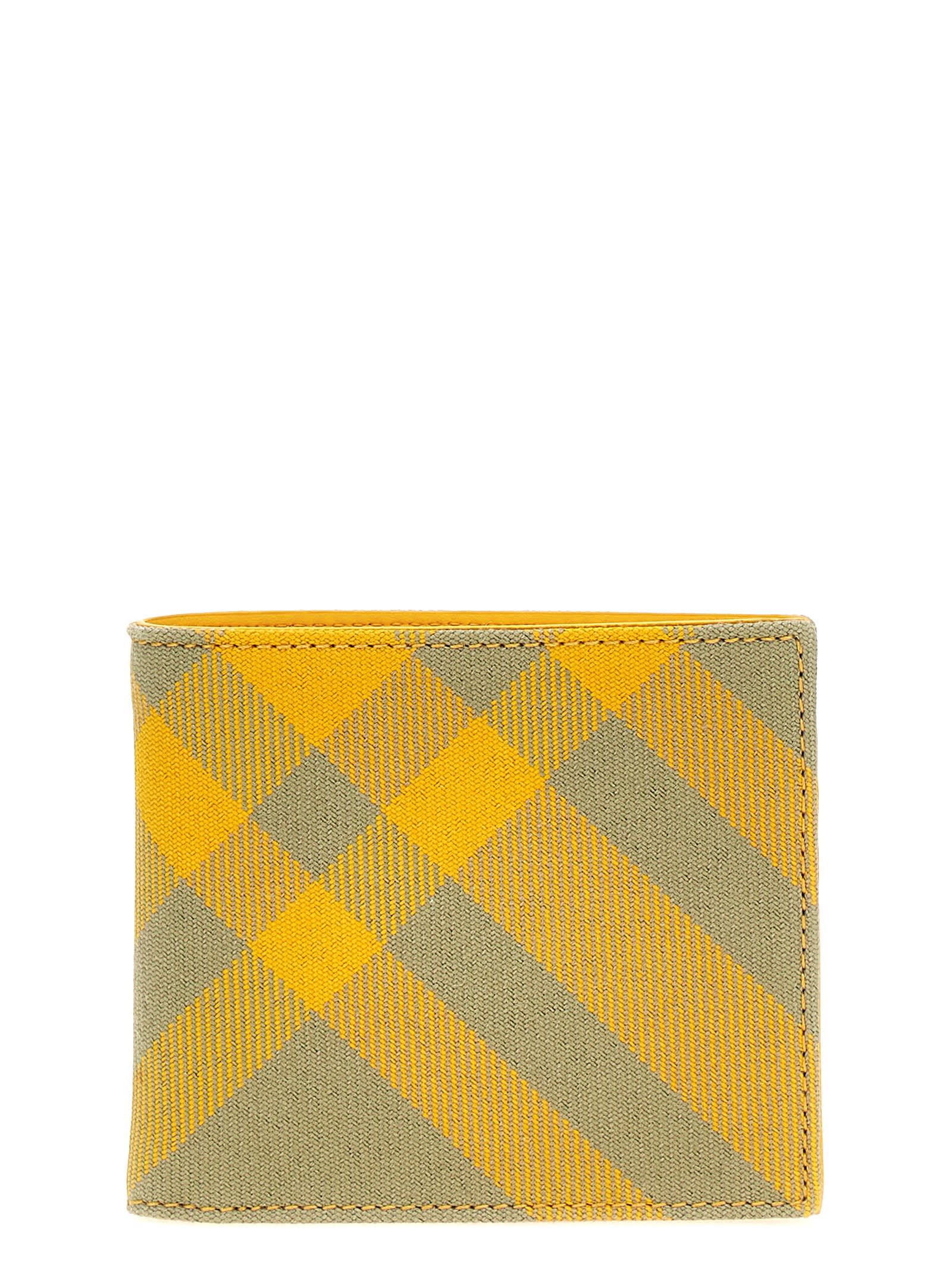 Burberry Check Wallet In Yellow