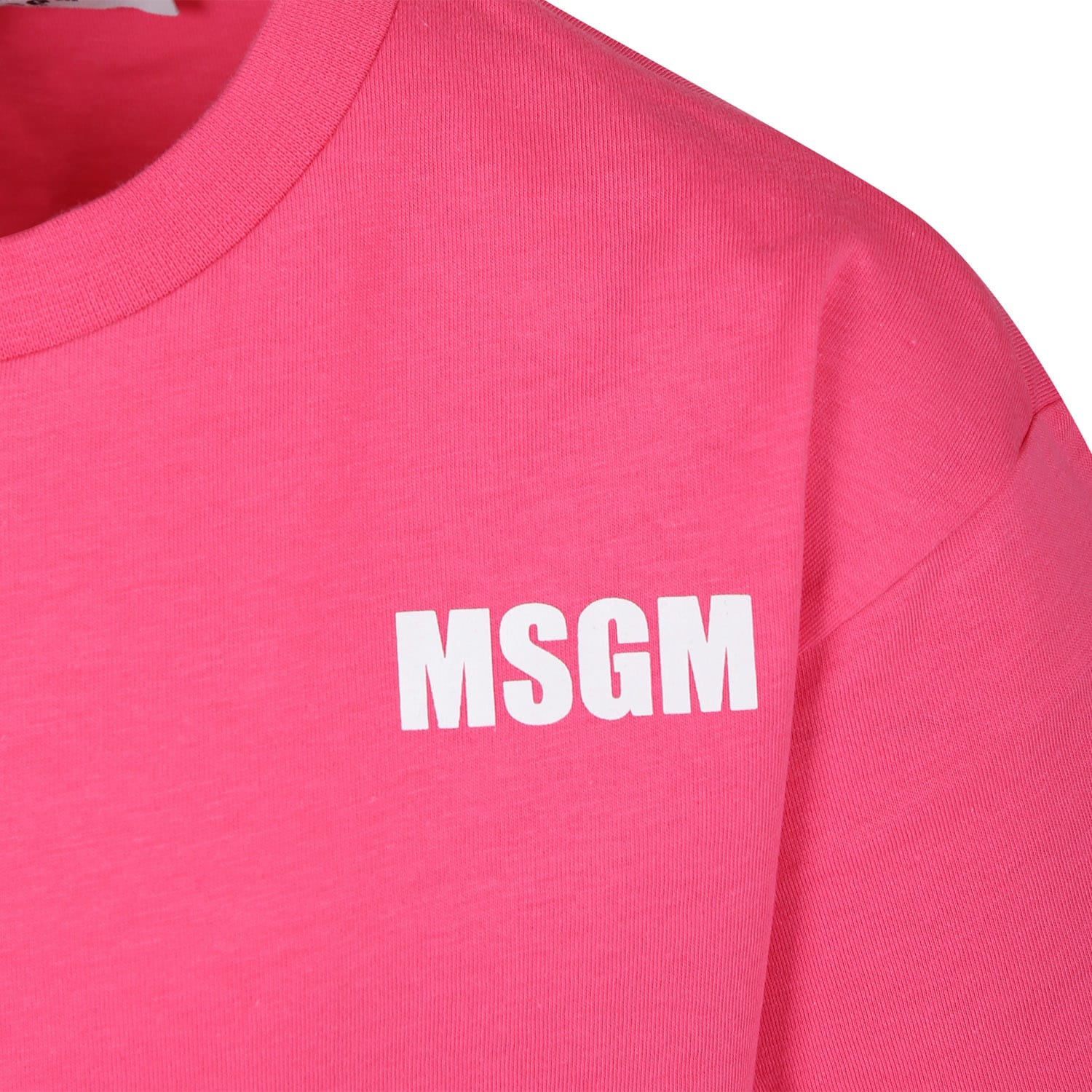 Shop Msgm Fuchsia Dress For Girl With Logo