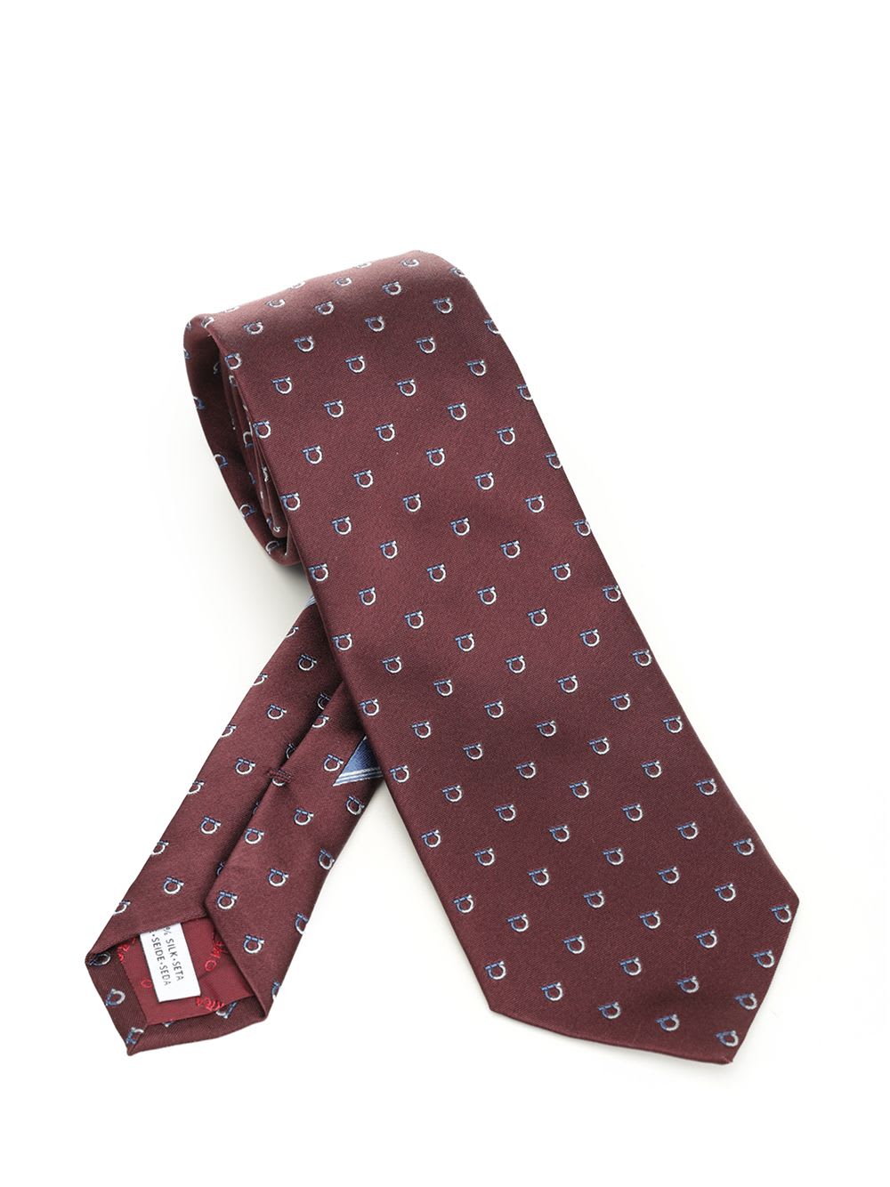 Ferragamo Gancini Bicolor Jacquard Tie Ties And Bow Ties Bordeaux In Brown