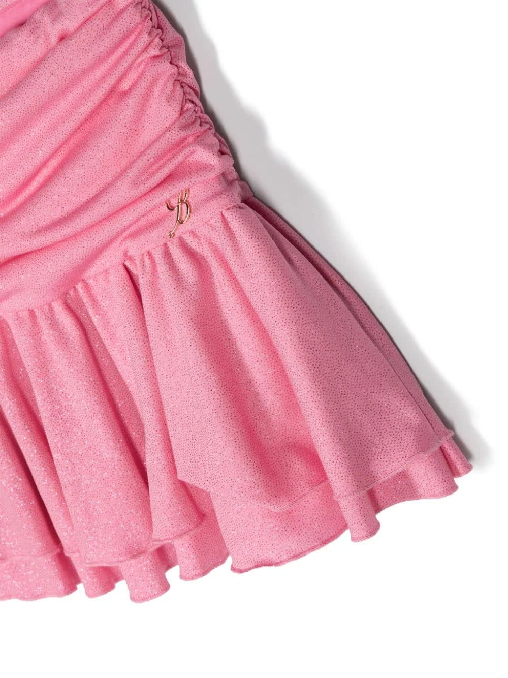 Shop Miss Blumarine Pink Glitter Draped Mini Skirt