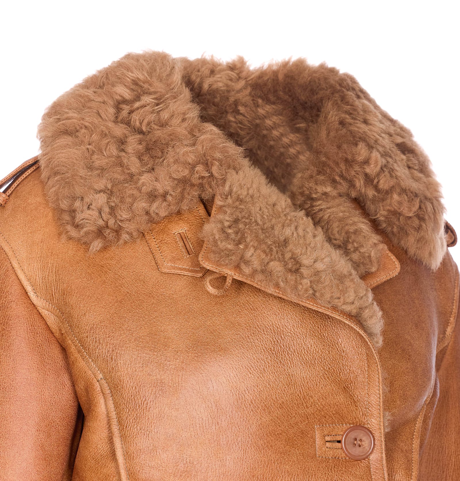 Chloé Cropped Shearling-trimmed Leather Jacket In Brown
