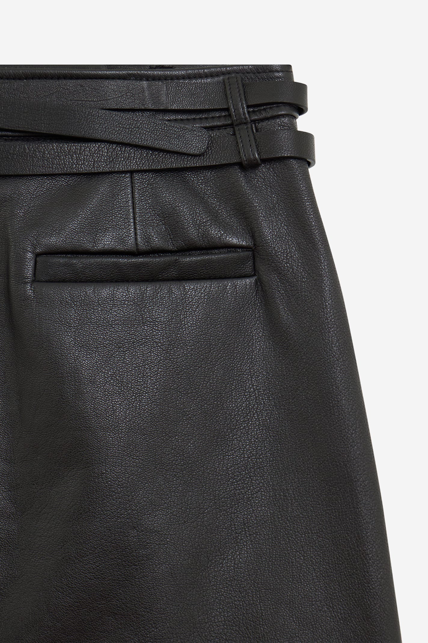 Sportmax Belted Leather Mini Skirt In Black