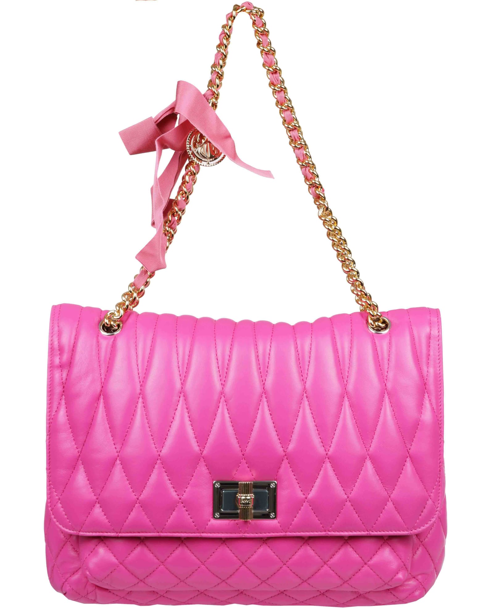 Lanvin fuchsia quilted leather shoulder bag