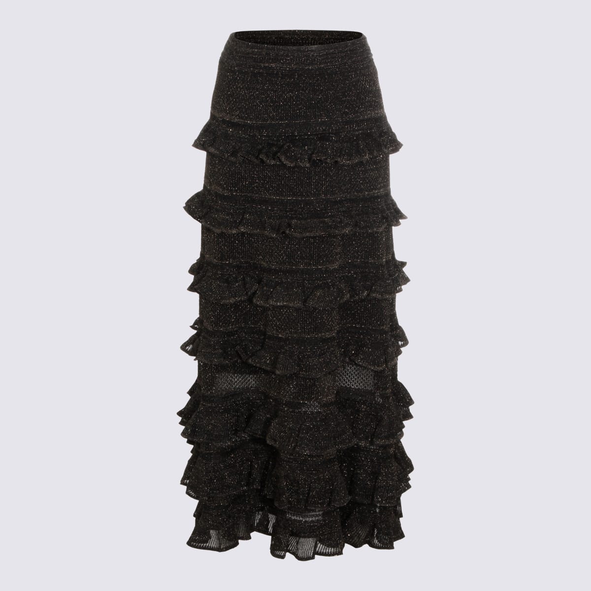 Zimmermann Metallic Black Cotton Skirt In Black