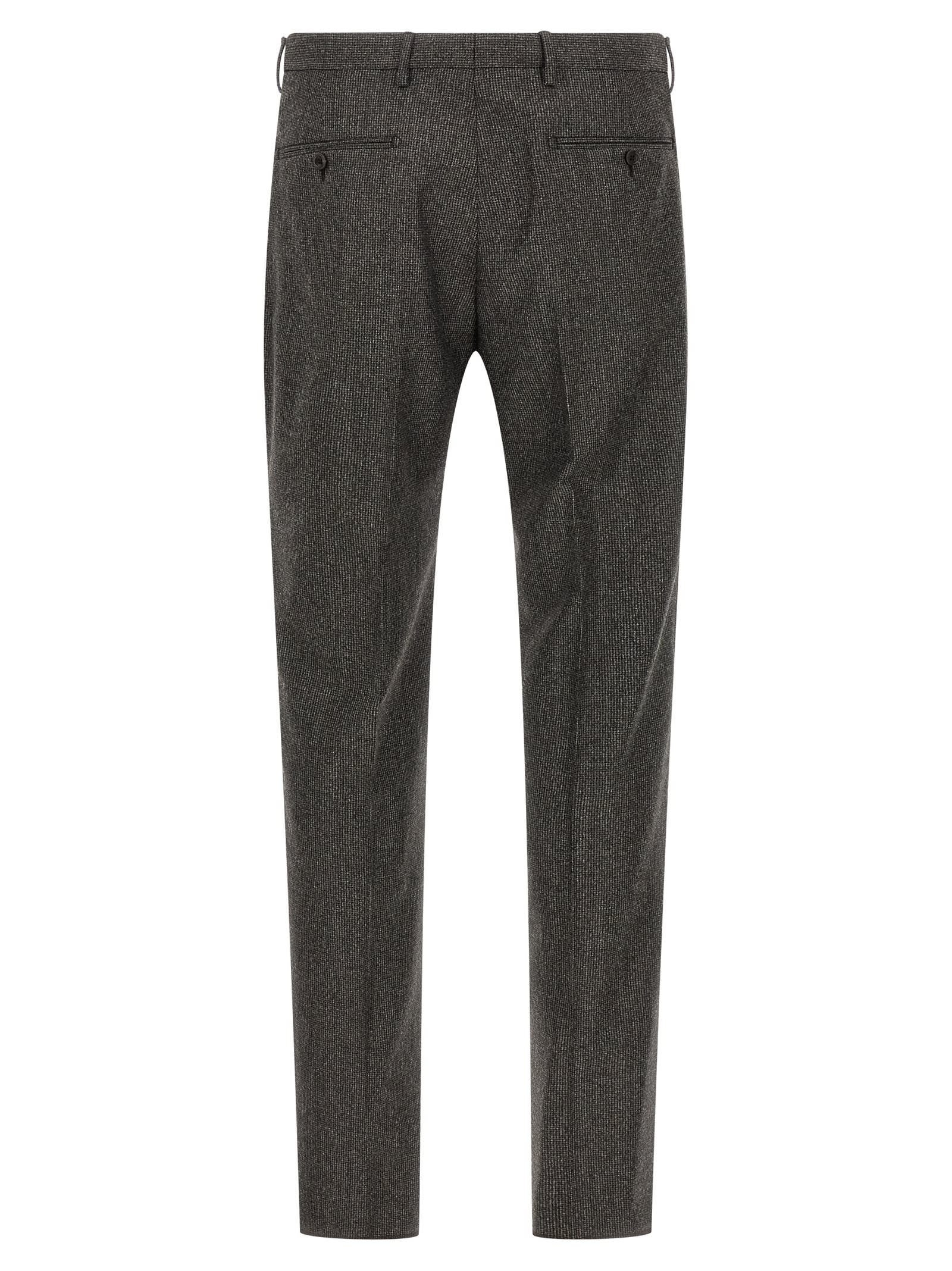 Tagliatore Micro Houndstooth Pattern Wool Suit With Blazer And Tailored Pants In Black