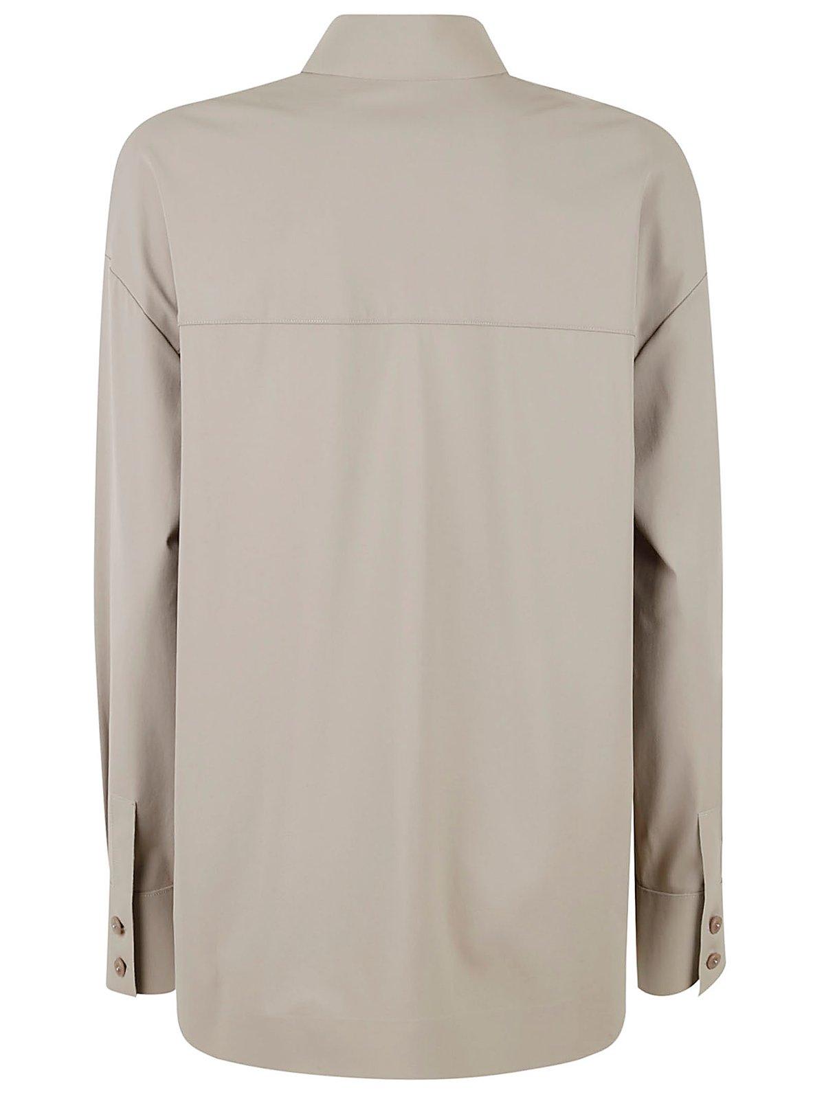 Shop Max Mara Buttoned Long-sleeved Shirt In Tortora