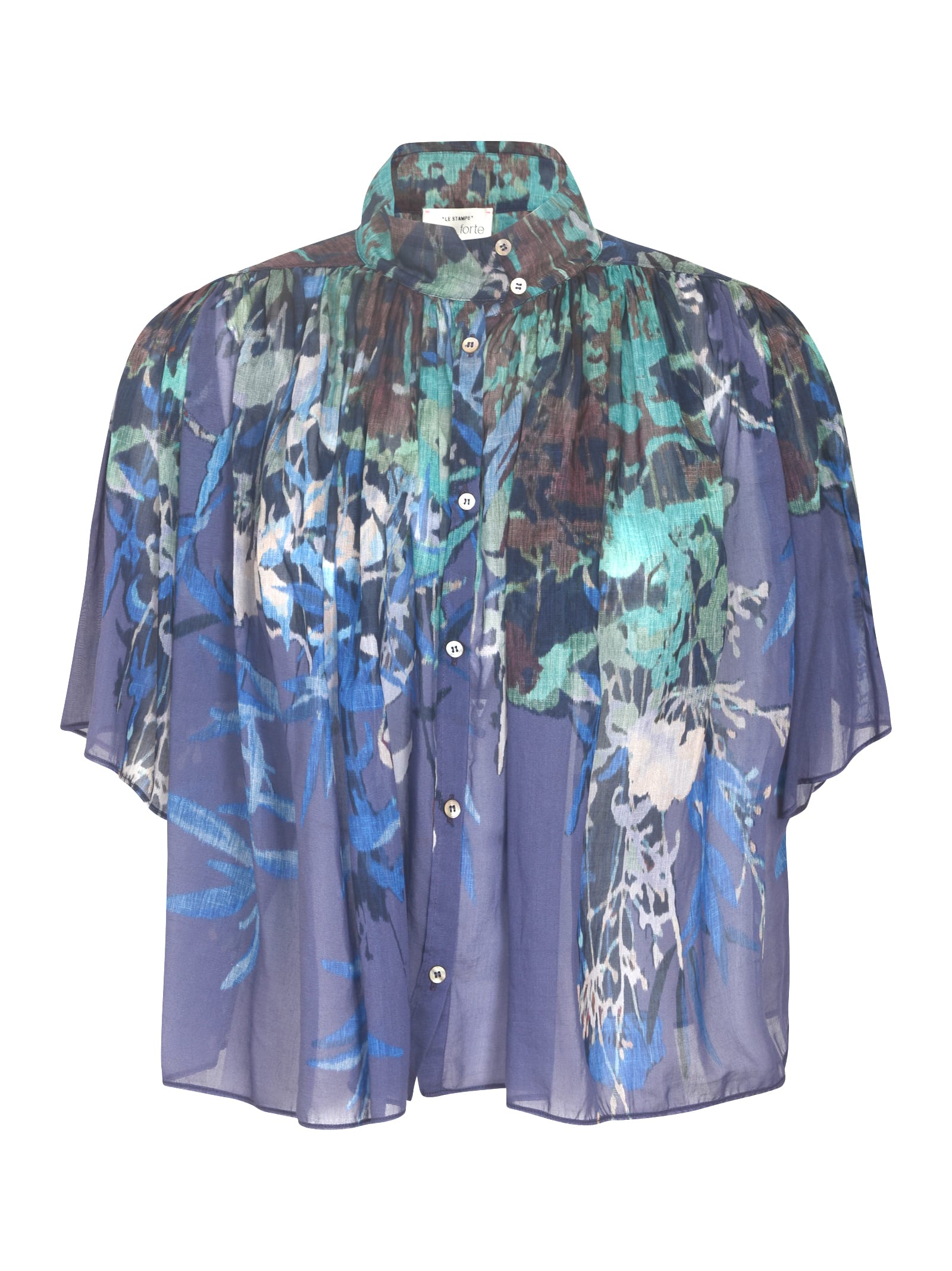 FORTE FORTE HIGH COLLAR FLORAL PRINT BLOUSE