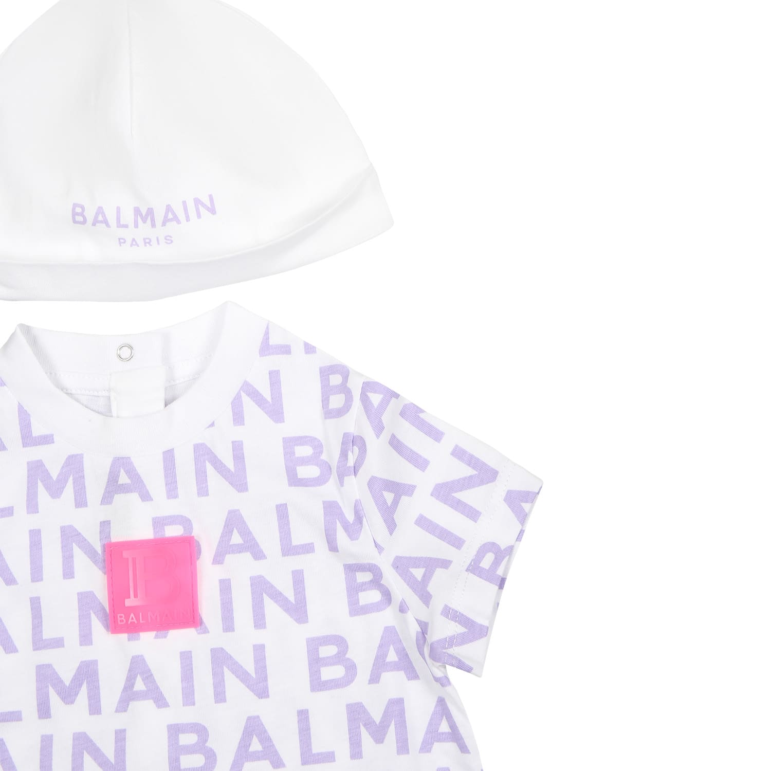 Shop Balmain Purple Set For Baby Girl With Logo In Violet