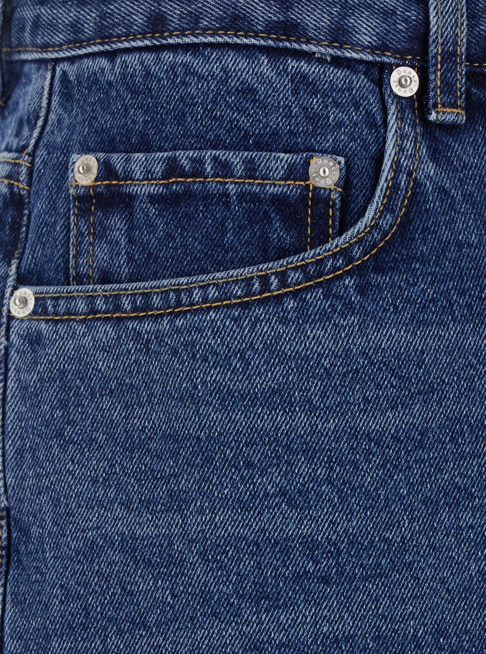 Dunst Blue Five Pocket Jeans With Logo Patch On The Back In Blu