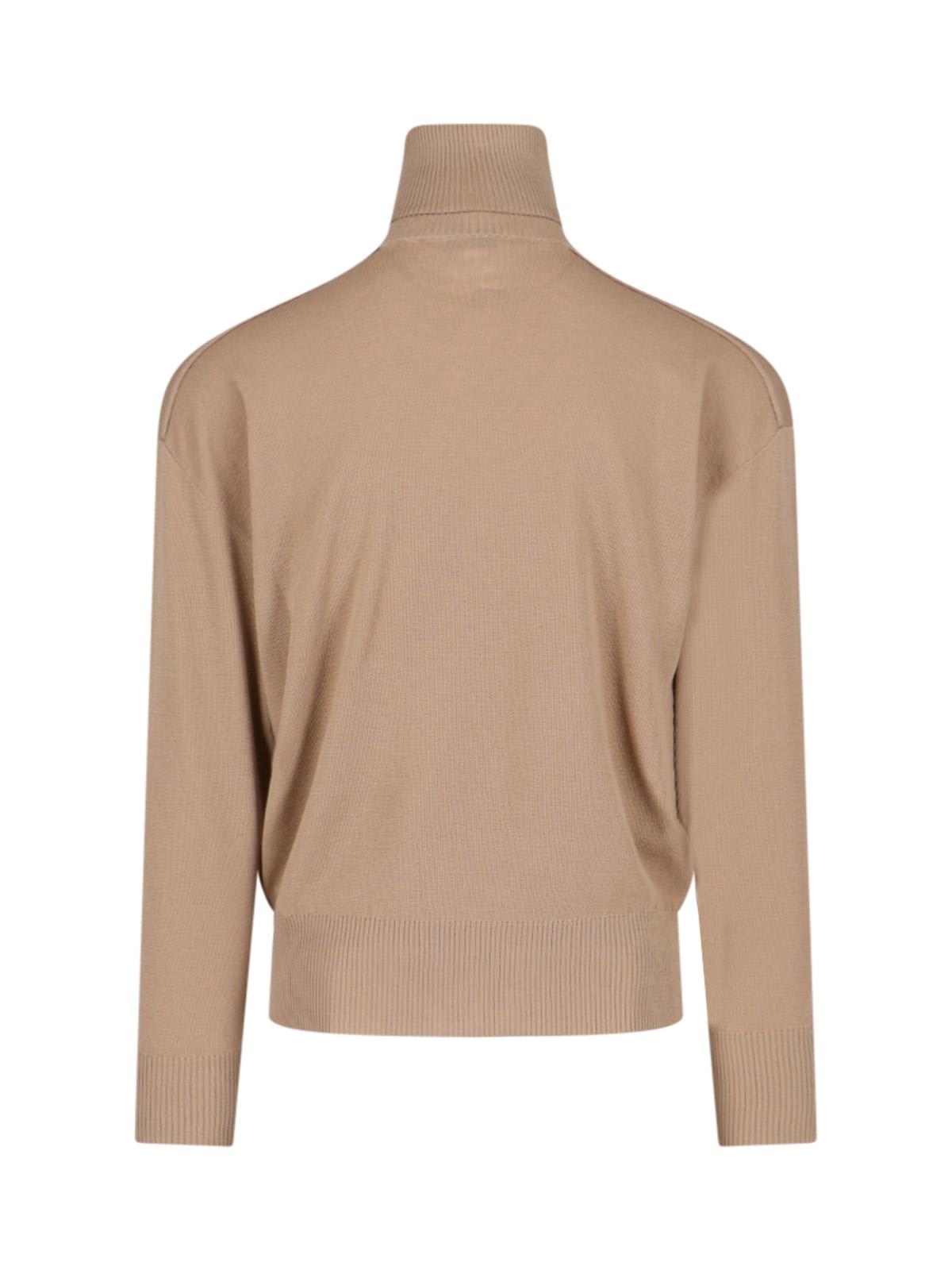 Shop Burberry Logo Turtleneck Sweater In Flax