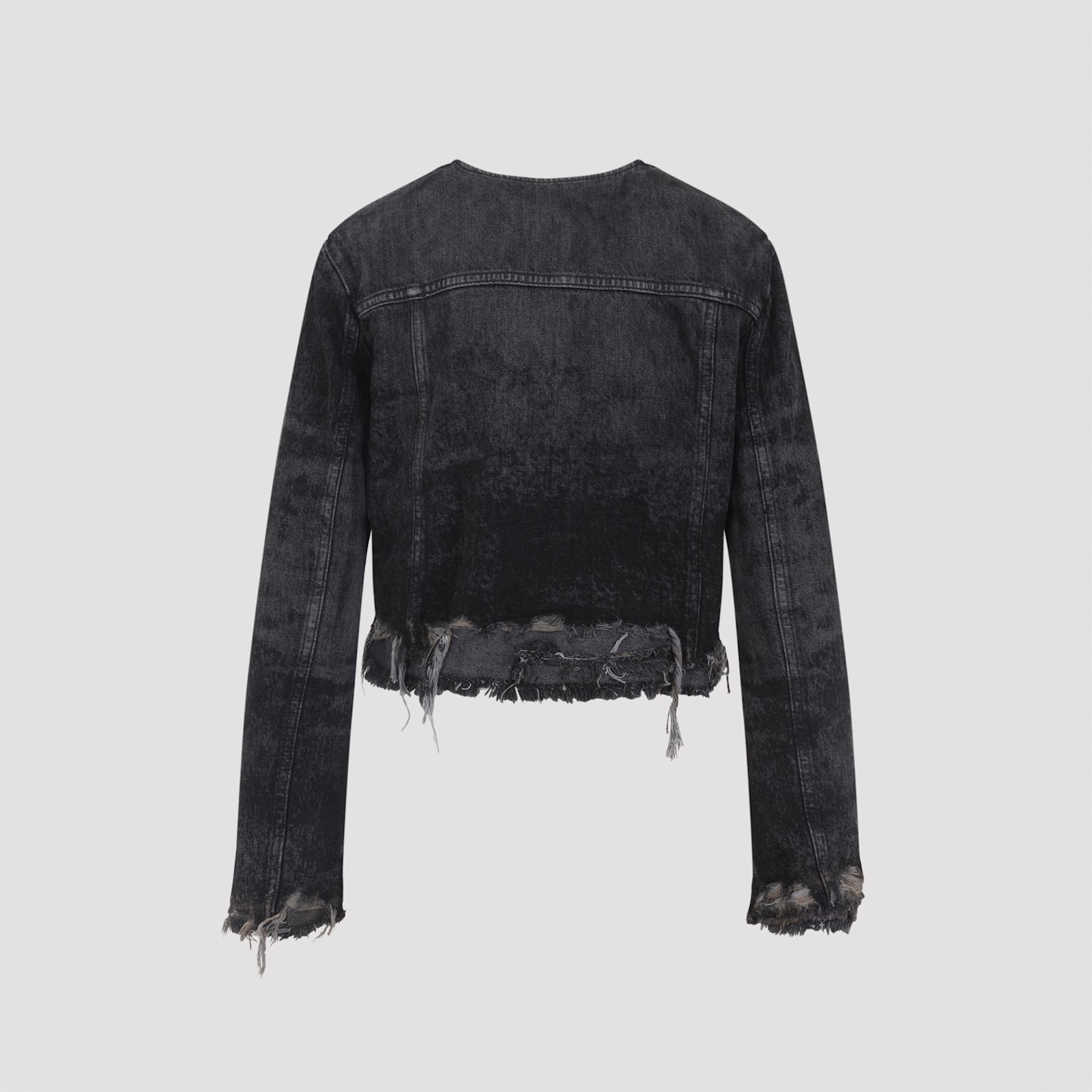 Diesel De-graffy Cropped Denim Jacket In Gray