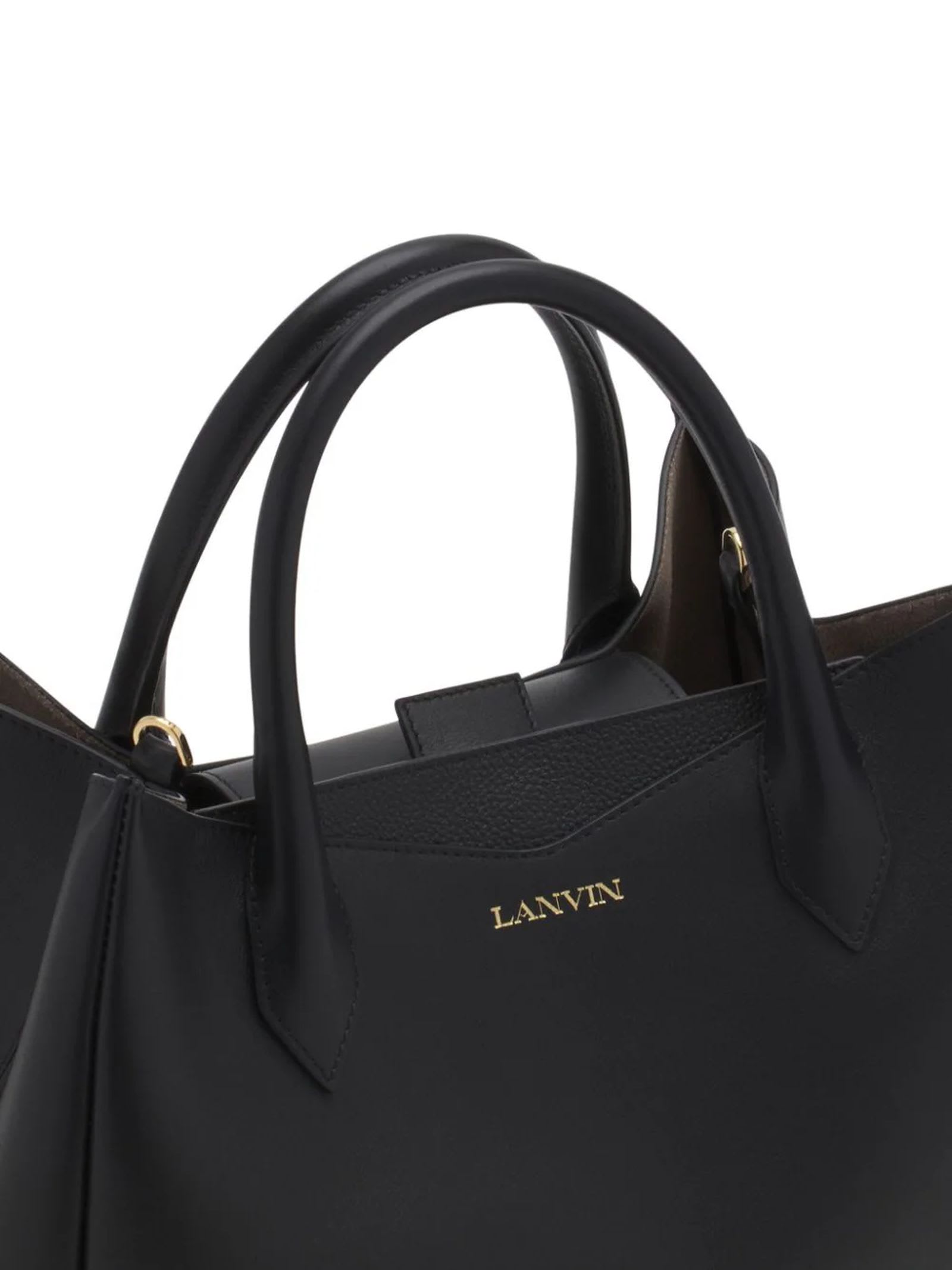 Shop Lanvin Black Calf Leather Tote Bag