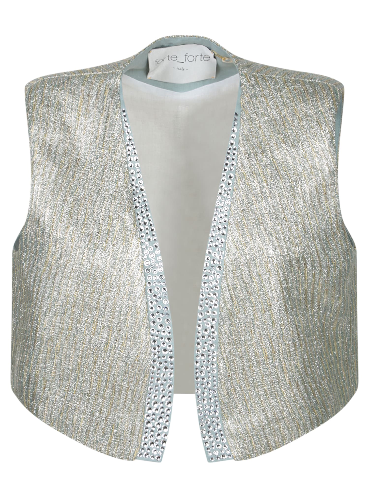FORTE FORTE SILVER LUREX JACQUARD VEST