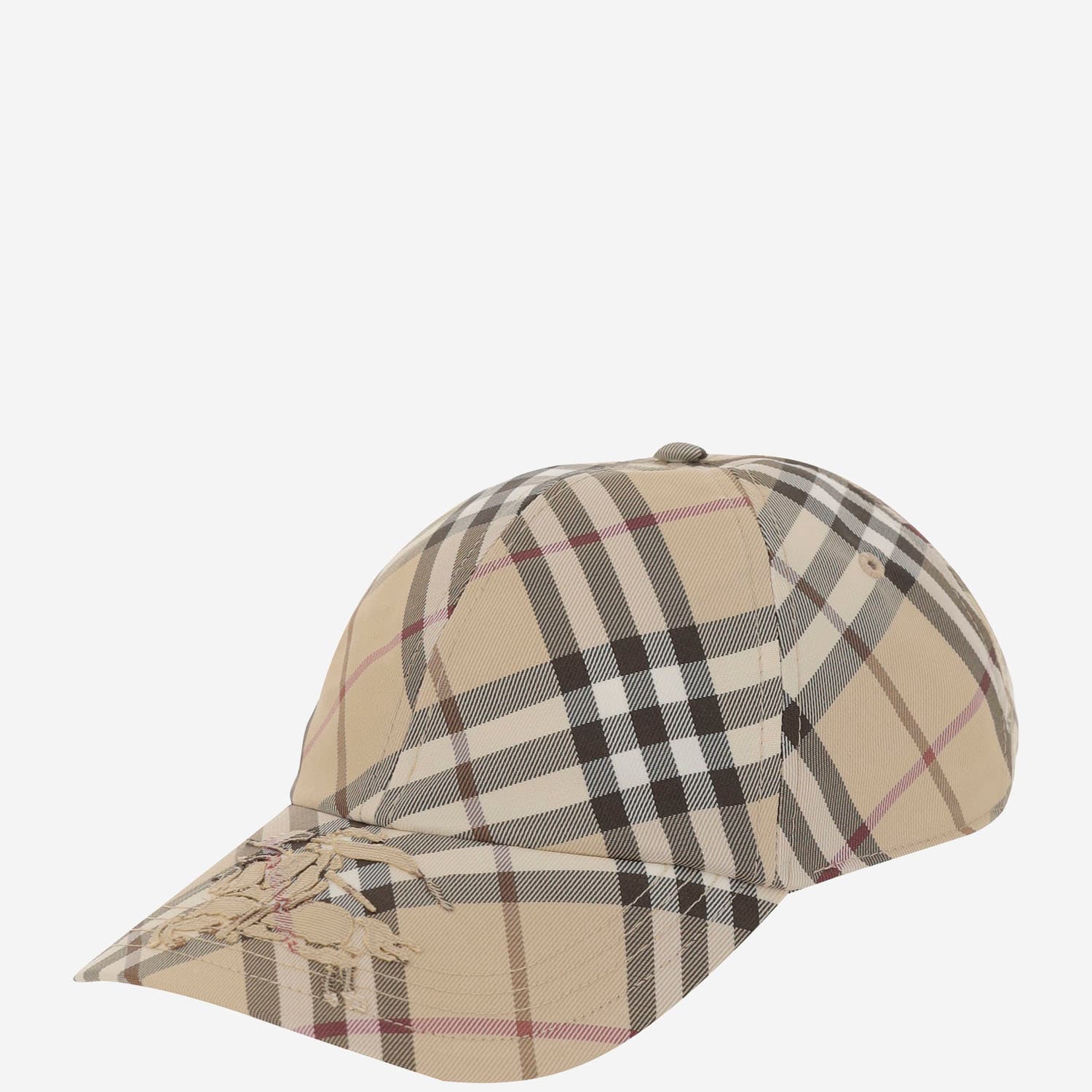 Burberry Baseball Cap With Check Pattern In Red