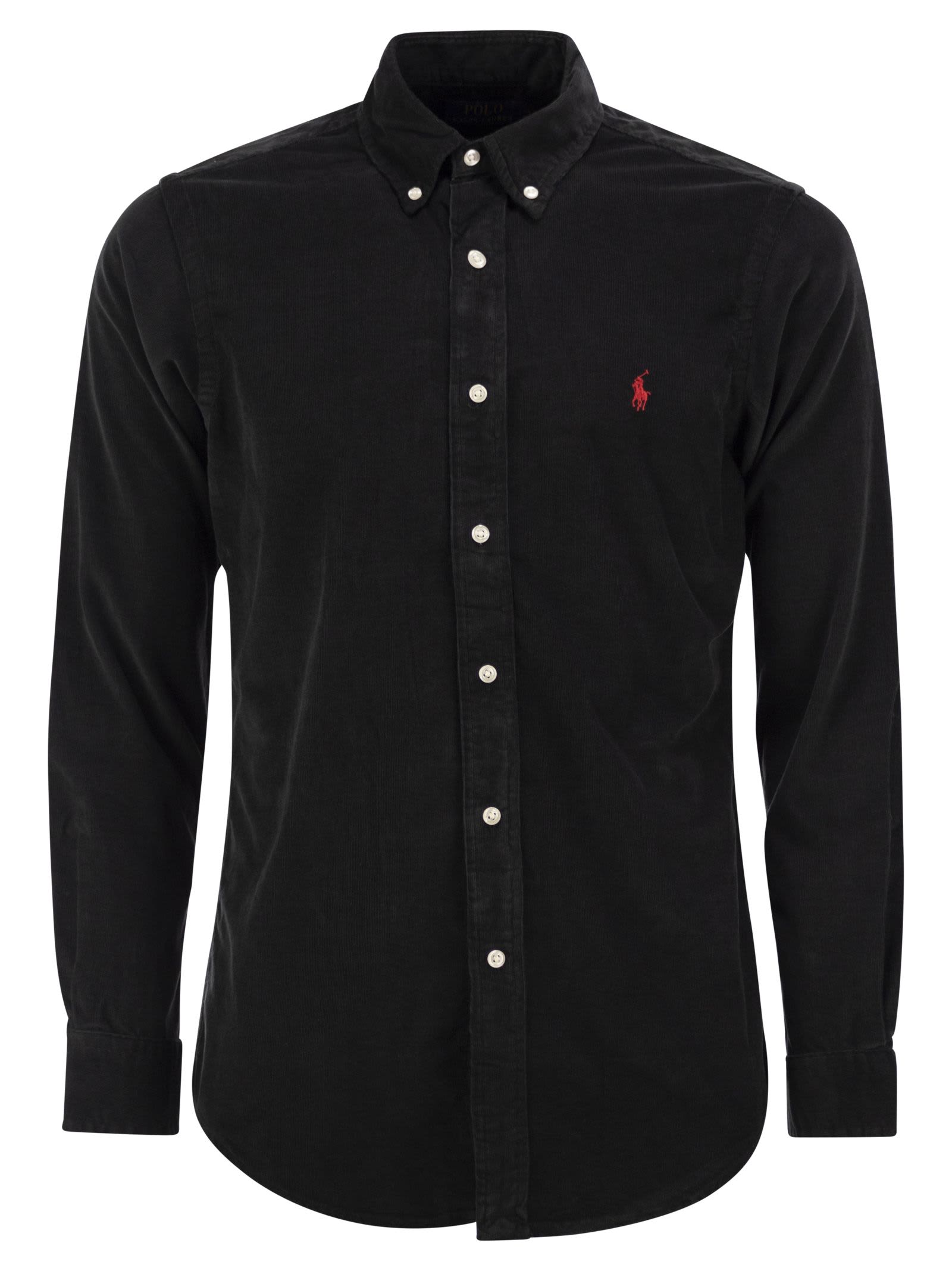 Shop Polo Ralph Lauren Custom-fit Stretch Poplin Shirt In Black