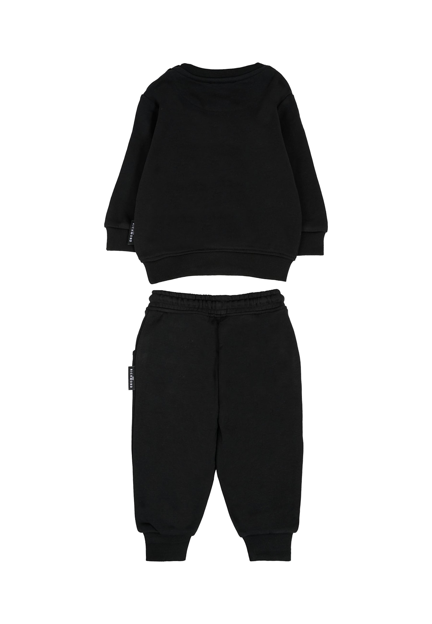 Richmond Black Suit For Baby Boy With Logo In Black