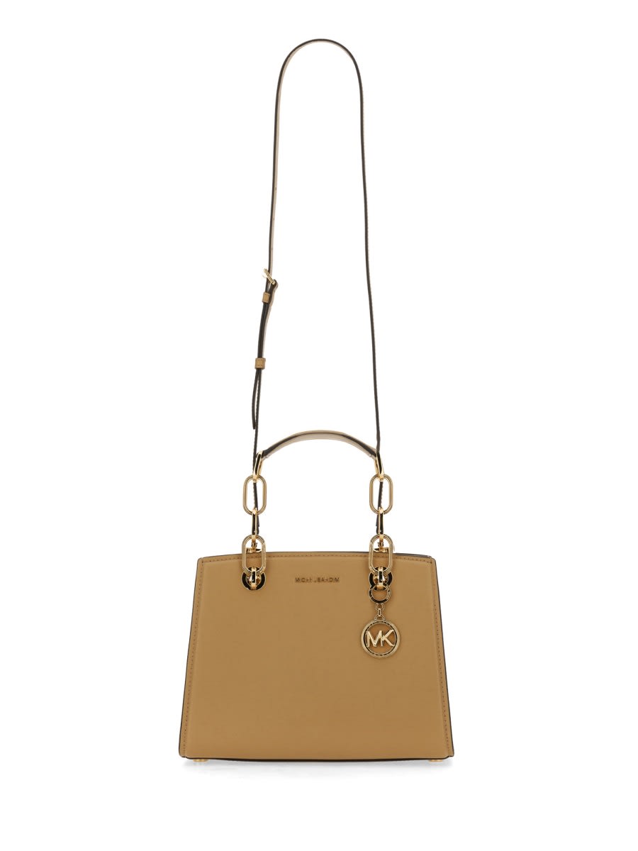 Shop Michael Kors Bag Cynthia In Beige