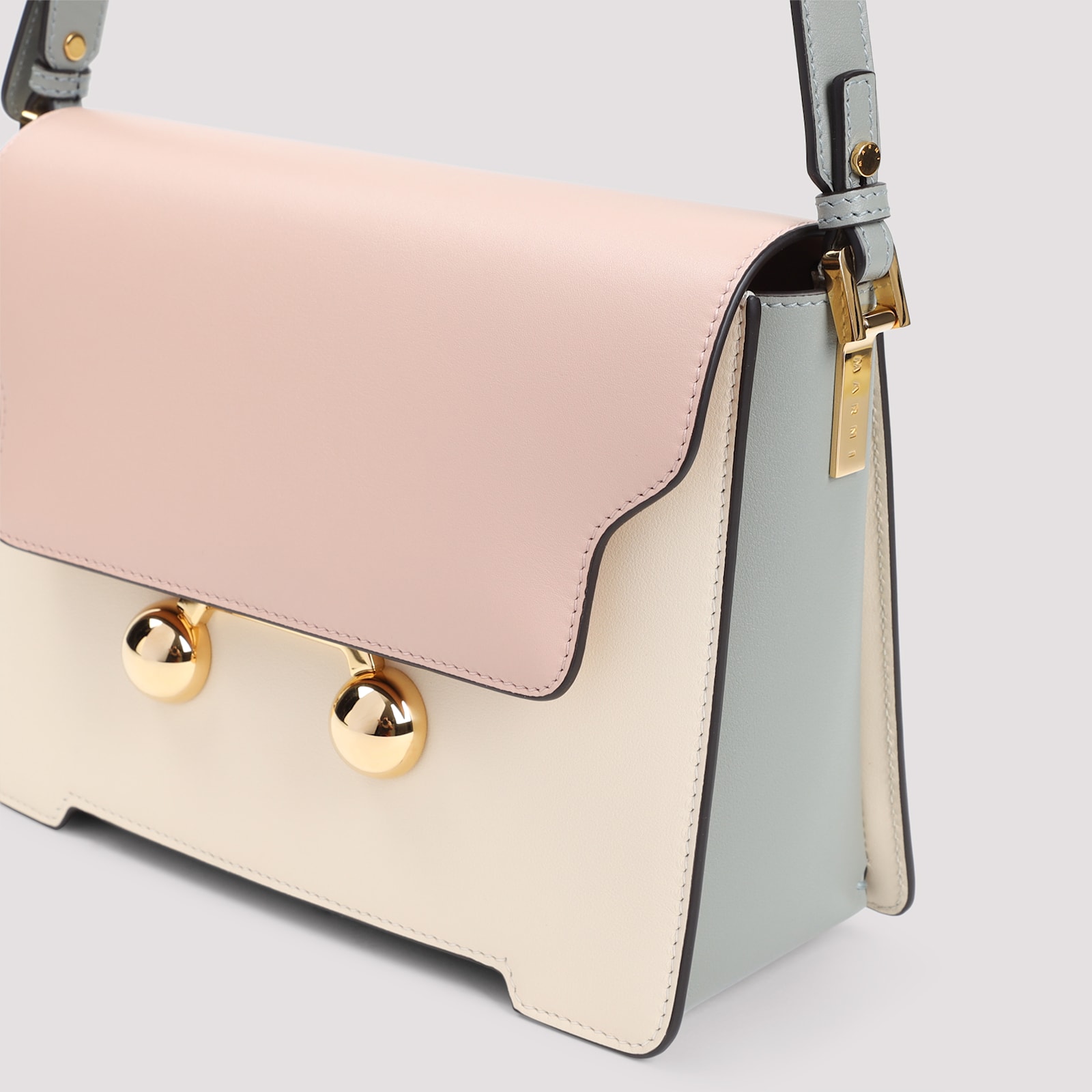 Shop Marni Trunkaroo Medium Shoulder Bag In Camelia Shell Storm