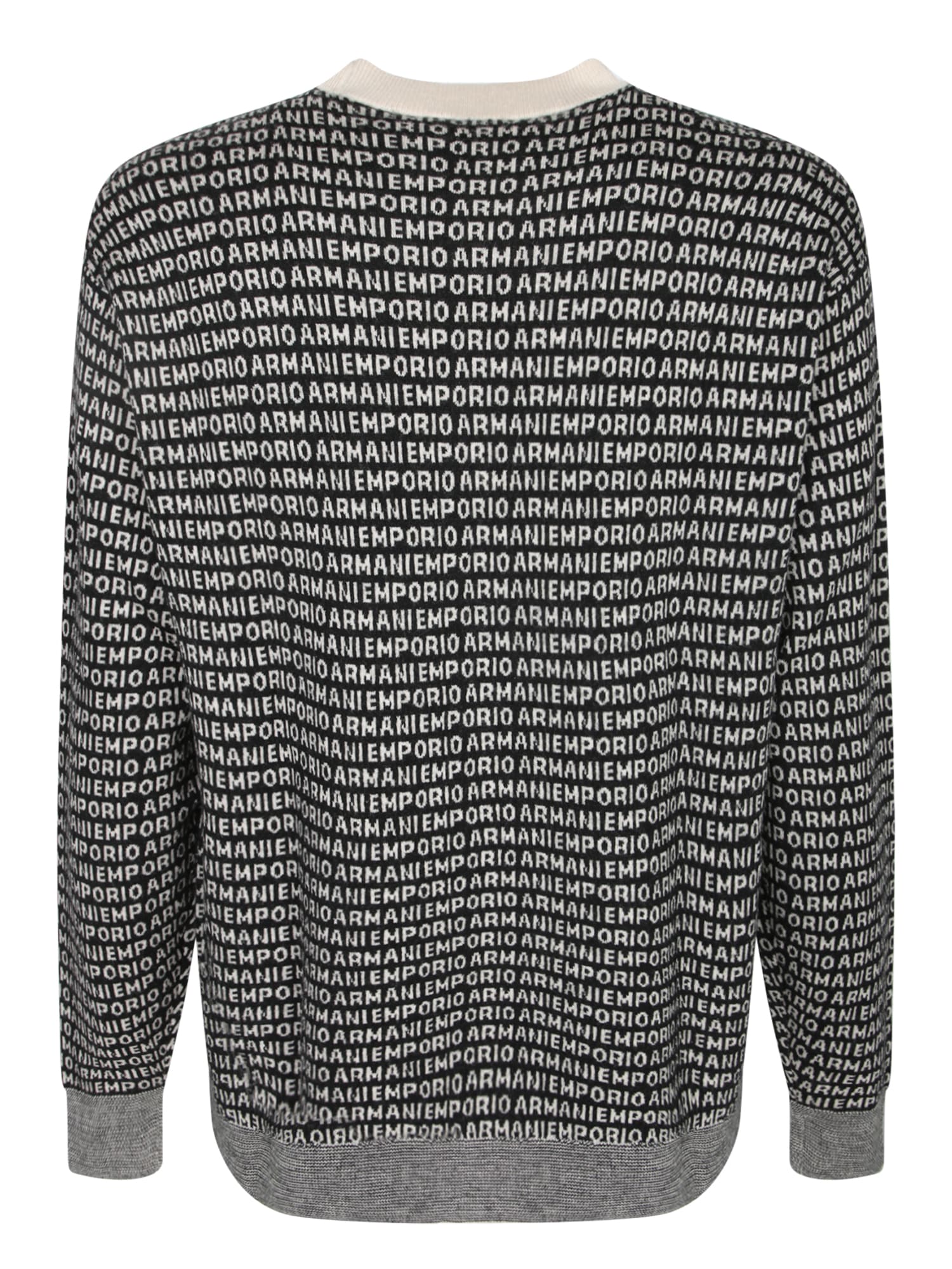 Emporio Armani Black All-over Logo Sweater In Multi