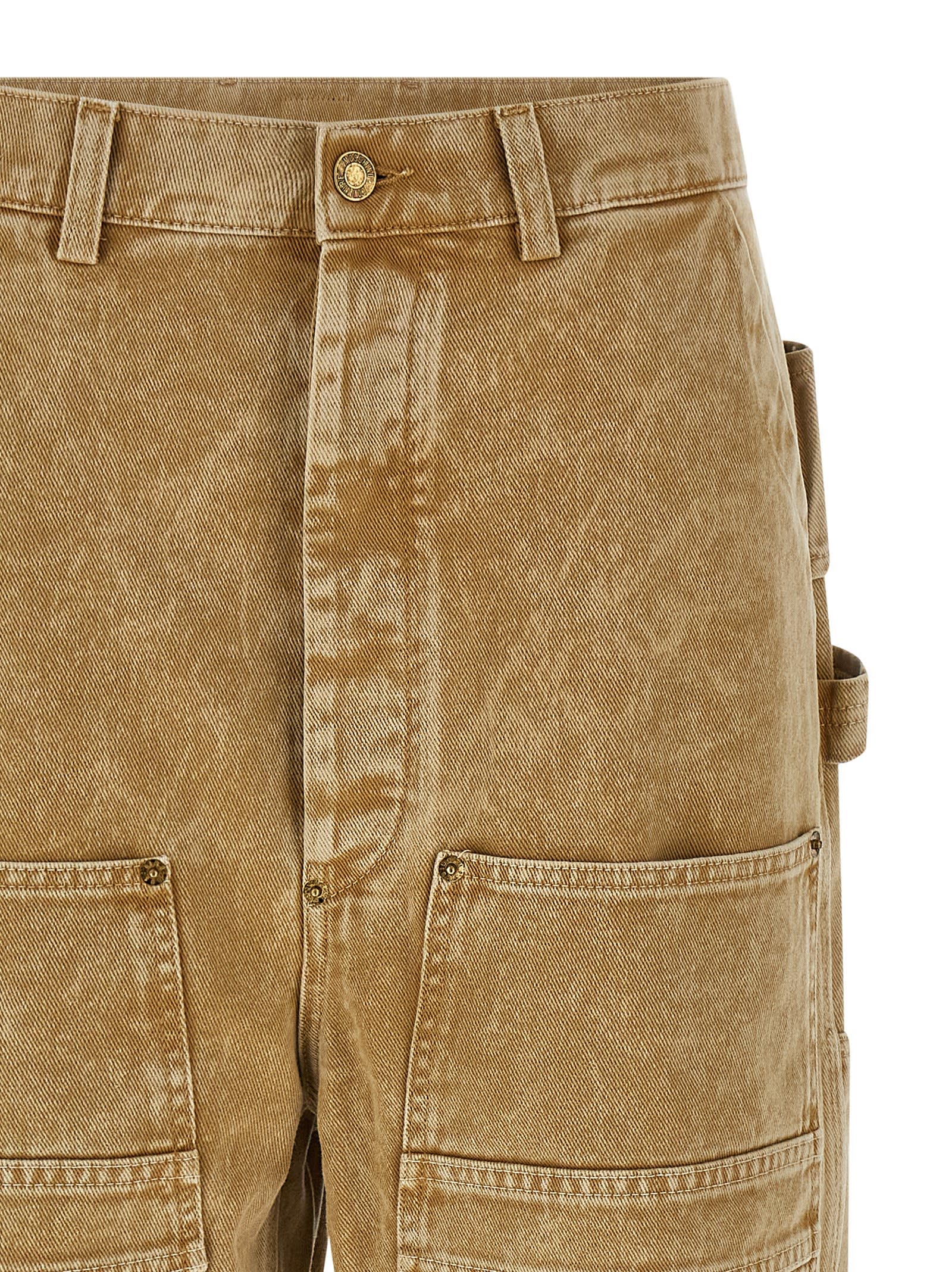 Moschino Wide Leg Cargo Trousers And Pockets In Brown
