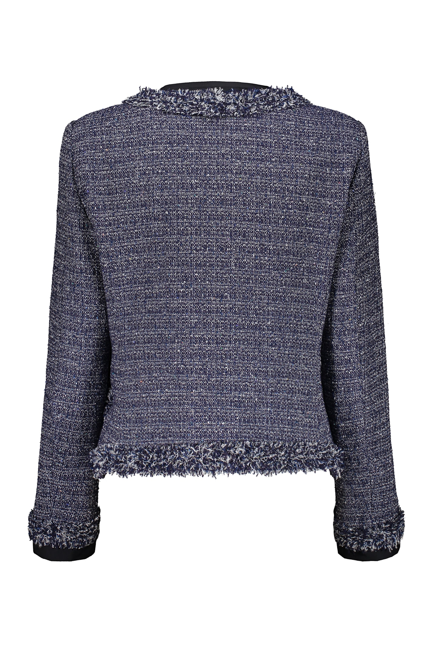 Shop Moorer Mara-bcl Boucle Knit Jacket In Blue