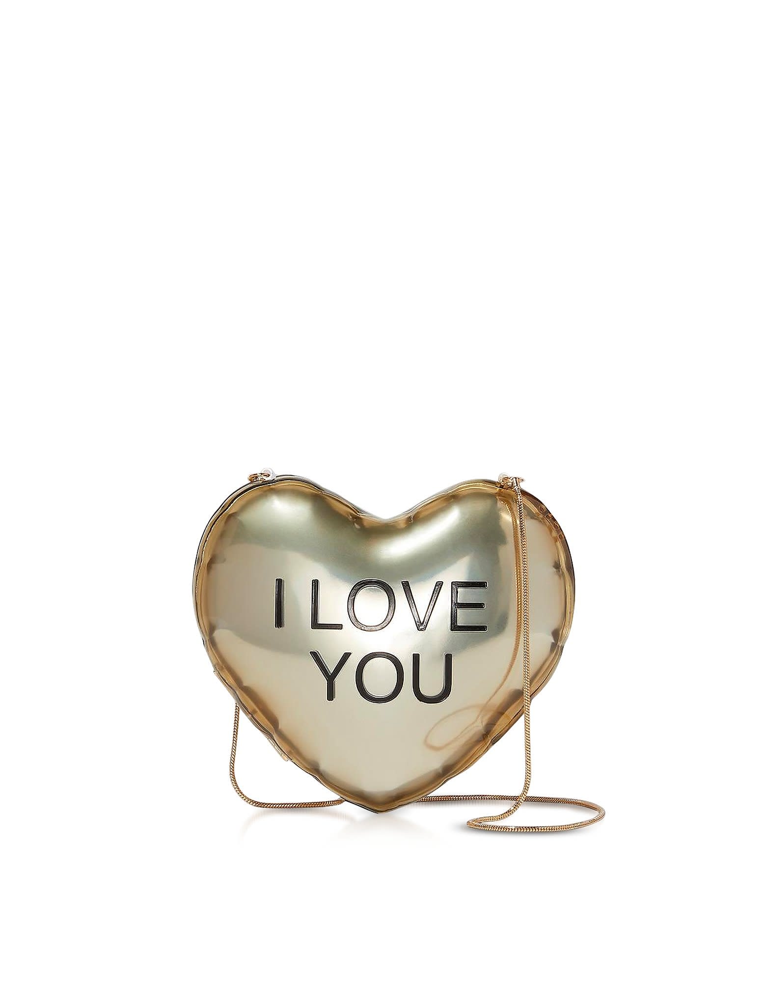 MARC JACOBS THE BALLOON MINAUDIERE GOLD PLASTIC HEART CLUTCH,11263070