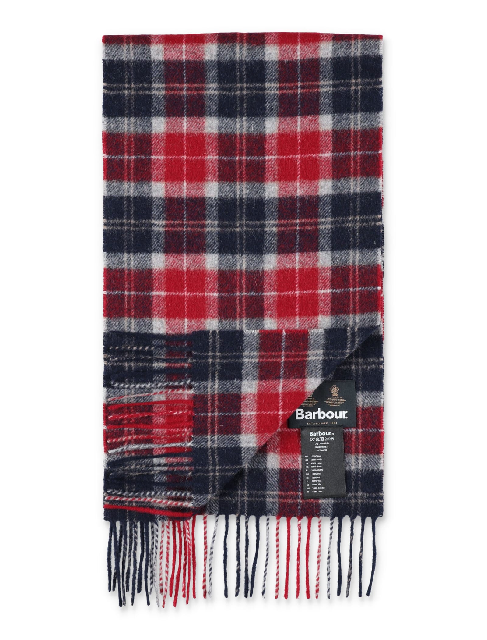 Barbour Scarf Check In Red