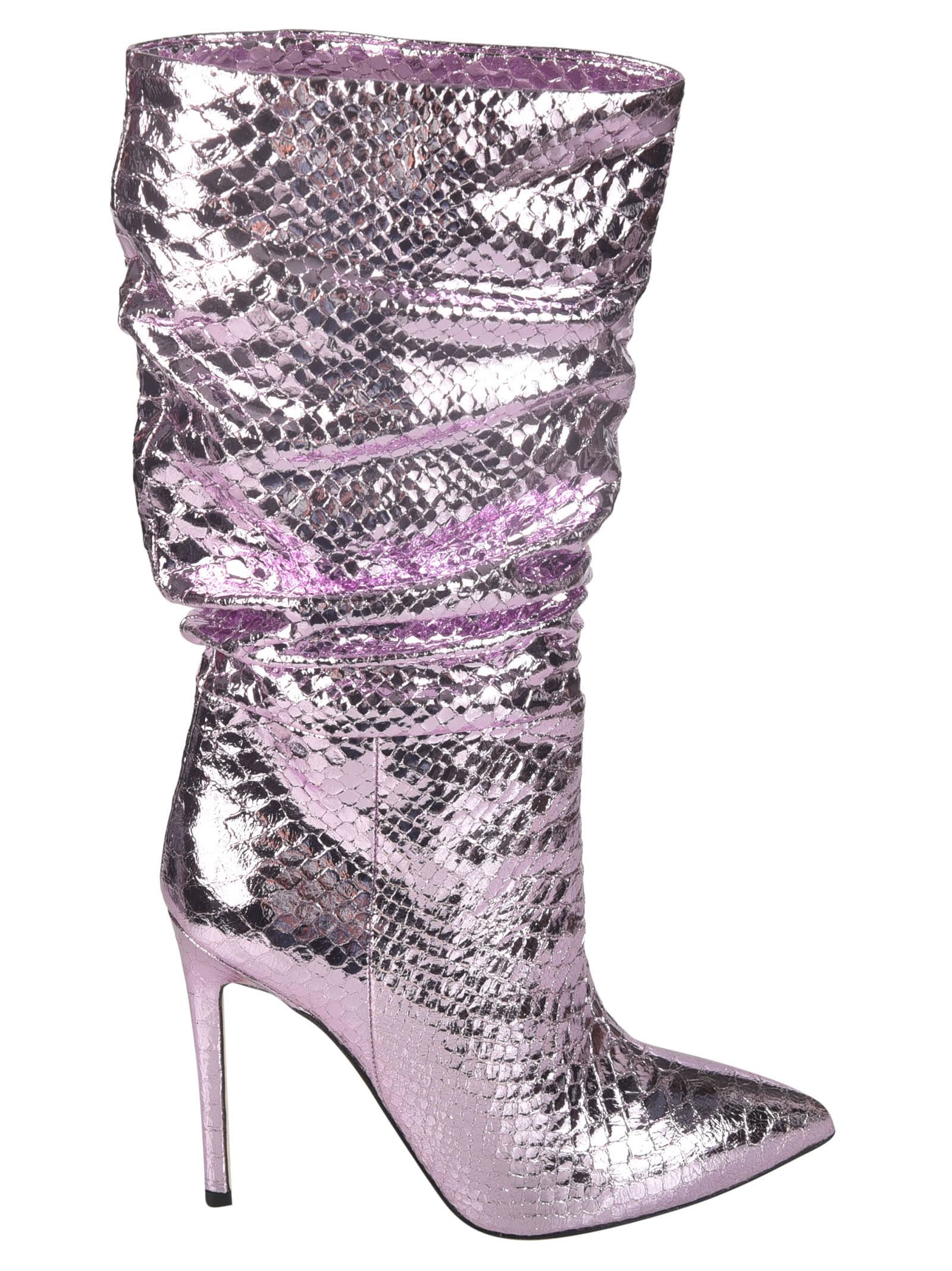 Shop Paris Texas Metallic Printed Python Boots In Pink