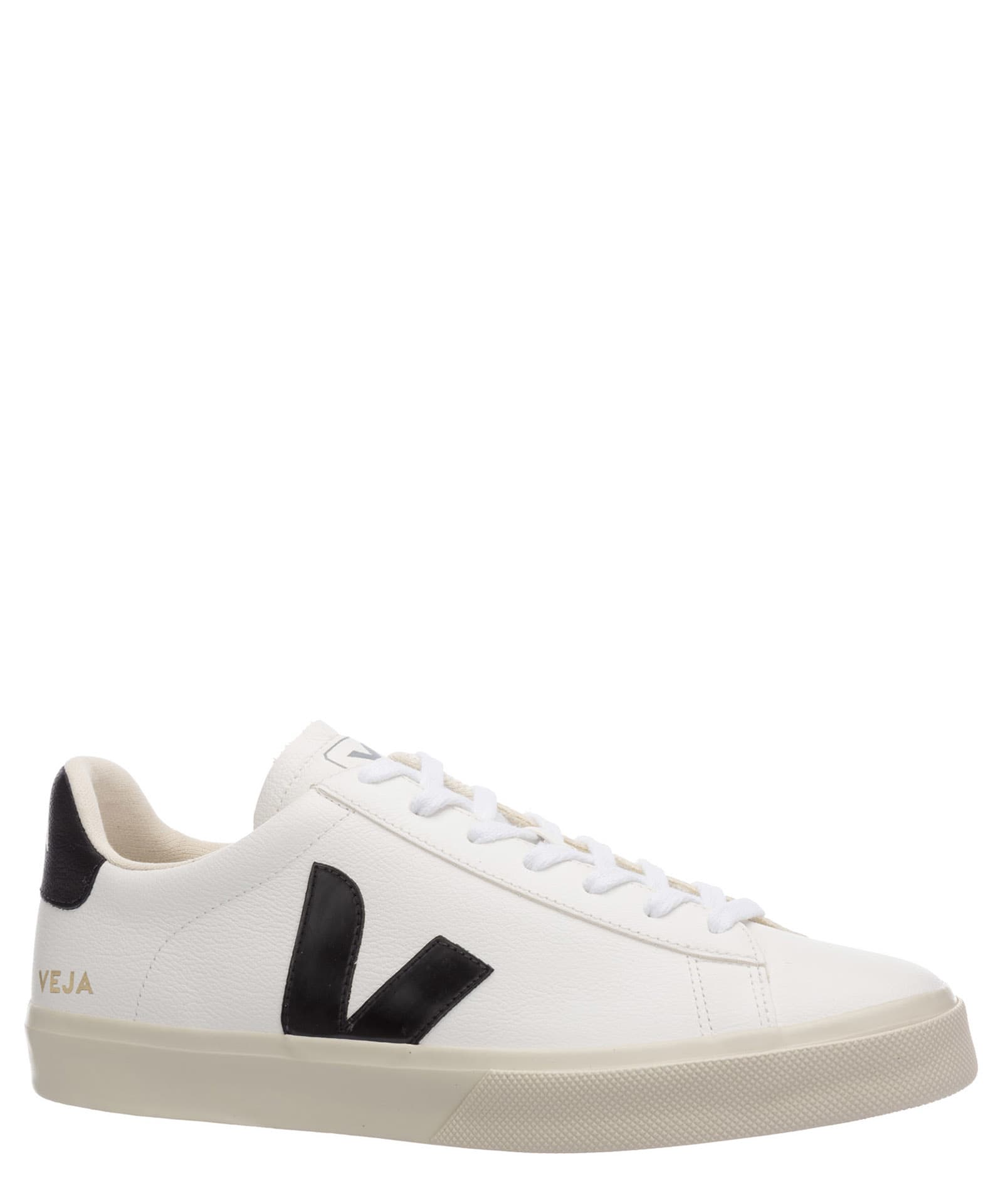 Shop Veja Campo Leather Sneakers In White/black