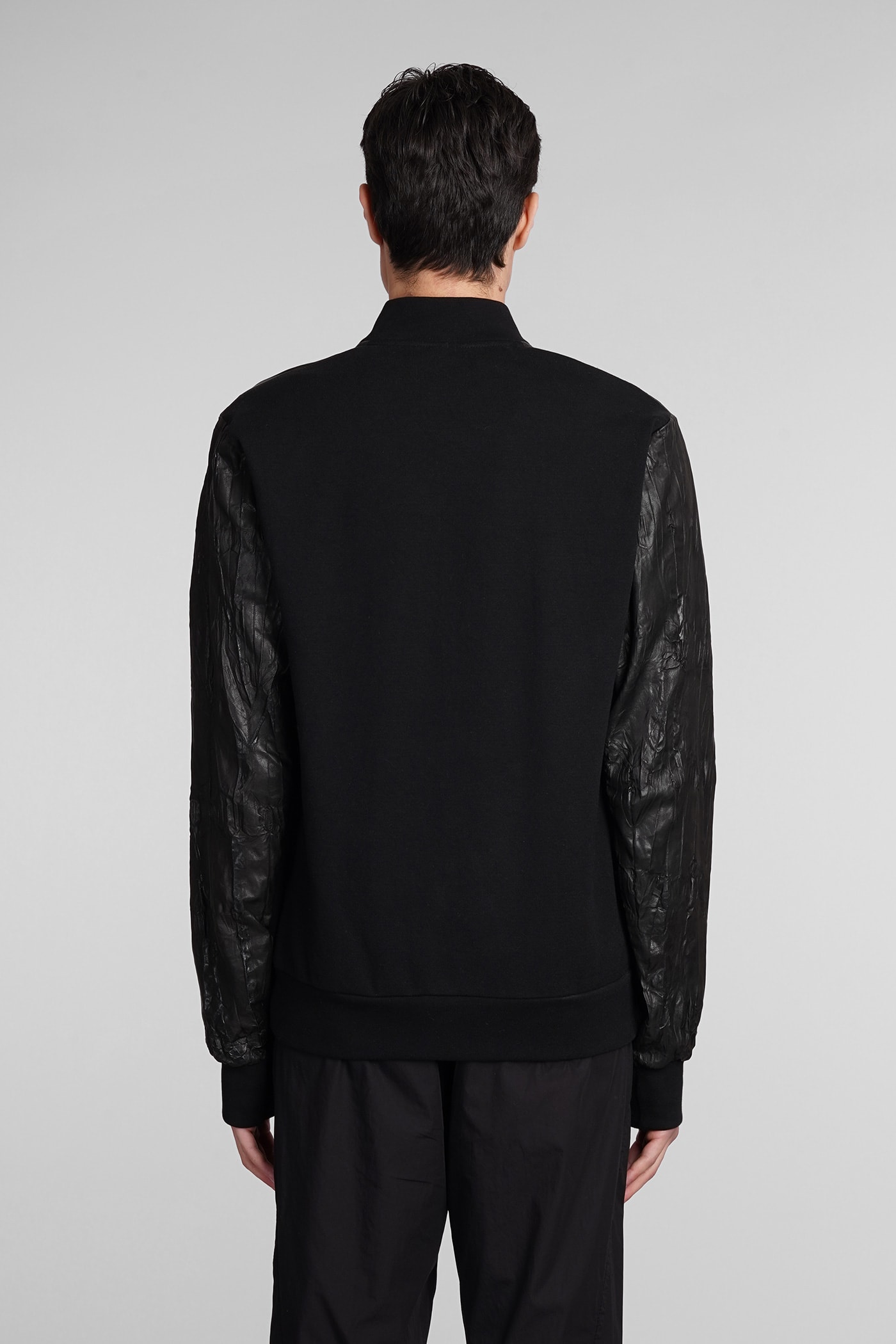 Shop Transit Bomber In Black Leather And Fabric