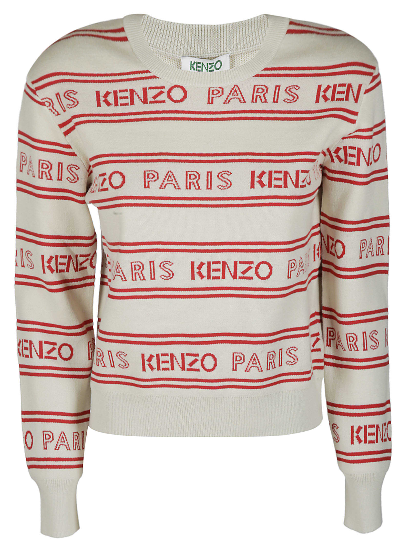 Kenzo White And Red Cotton Blend Sweatshirt In White Red