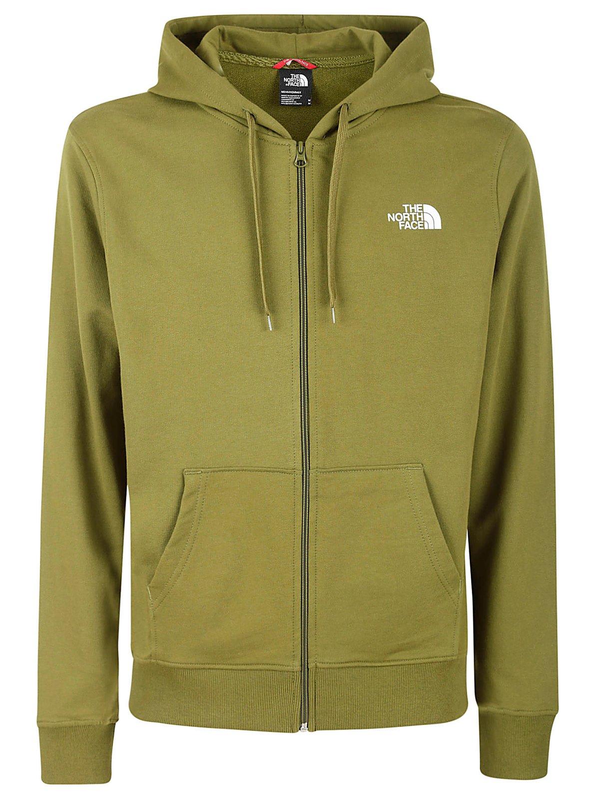 Shop The North Face Logo Printed Zip-up Hoodie
