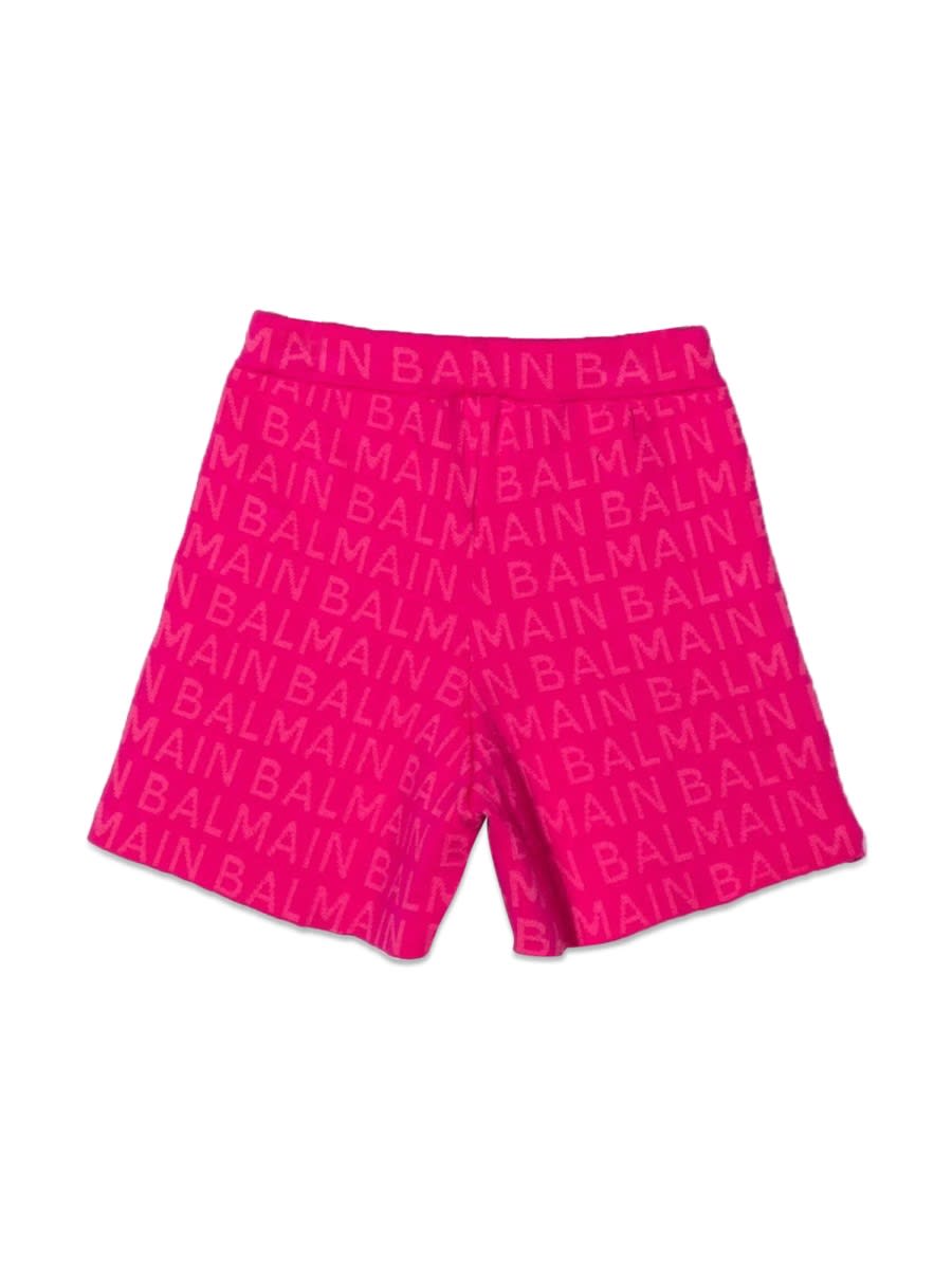 Shop Balmain Bermuda Gold Side Buttons In Fuchsia