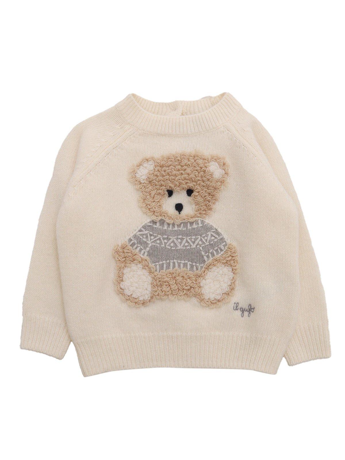 Il Gufo Emroidered Jumper In Latte/nube