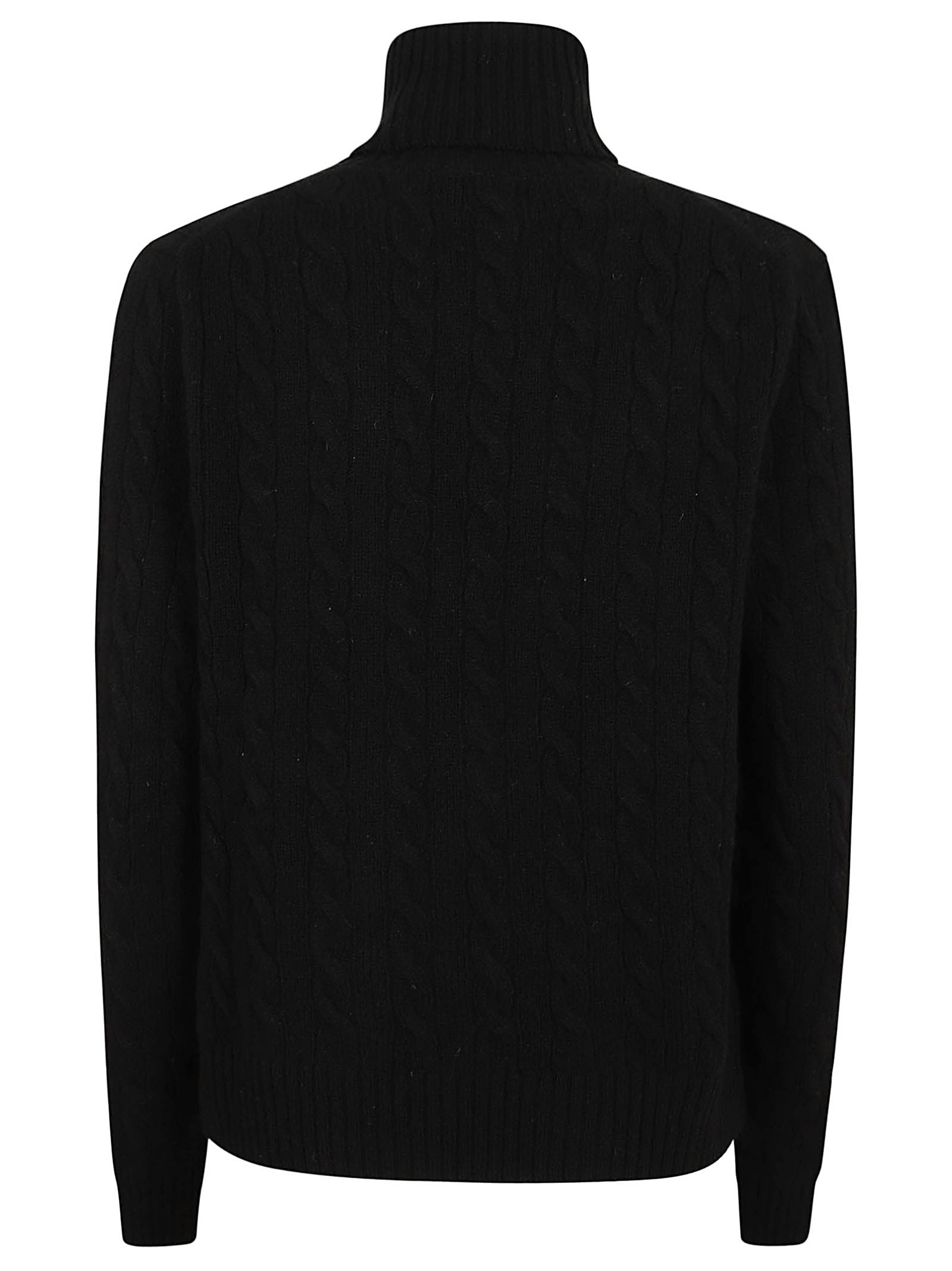Polo Ralph Lauren Wool And Cashmere Cable-knit Turtleneck In Black