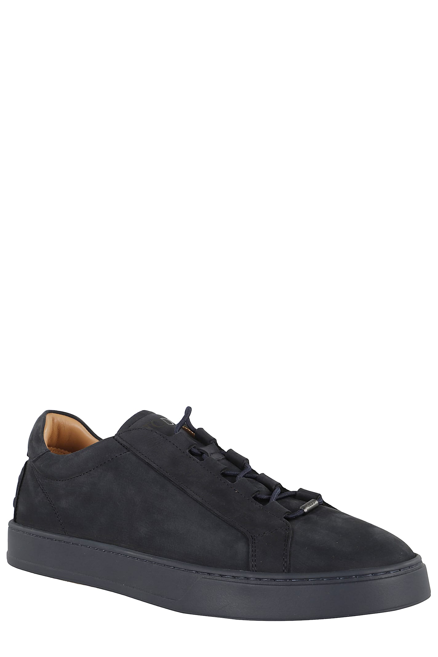 Tod's Low Top Suede Sneakers With Round Toe In Black
