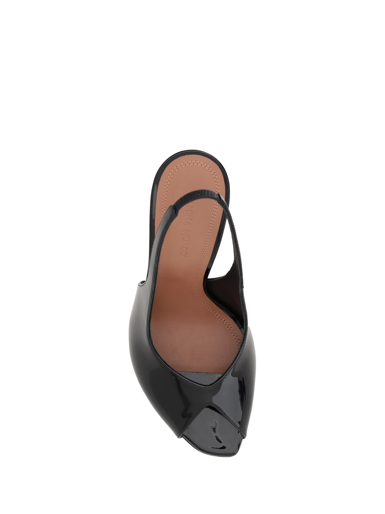 Amina Muaddi Kristina 105 Patent Leather Peep-toe Pumps In Black