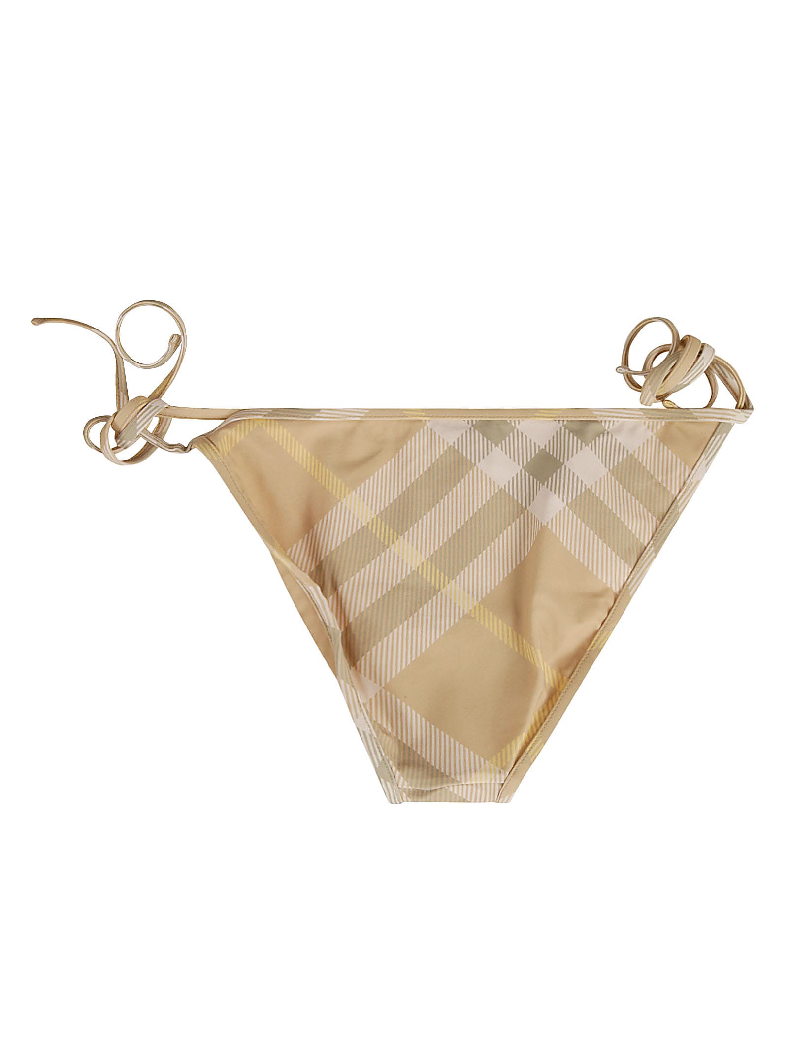 Shop Burberry Check Patterned Bikini Bottoms In Flax Ip Check